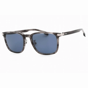 Hugo Boss Men's Sunglasses - Blue Lens Grey Horn Square Frame | BOSS 1406/F/SK 02W8 KU