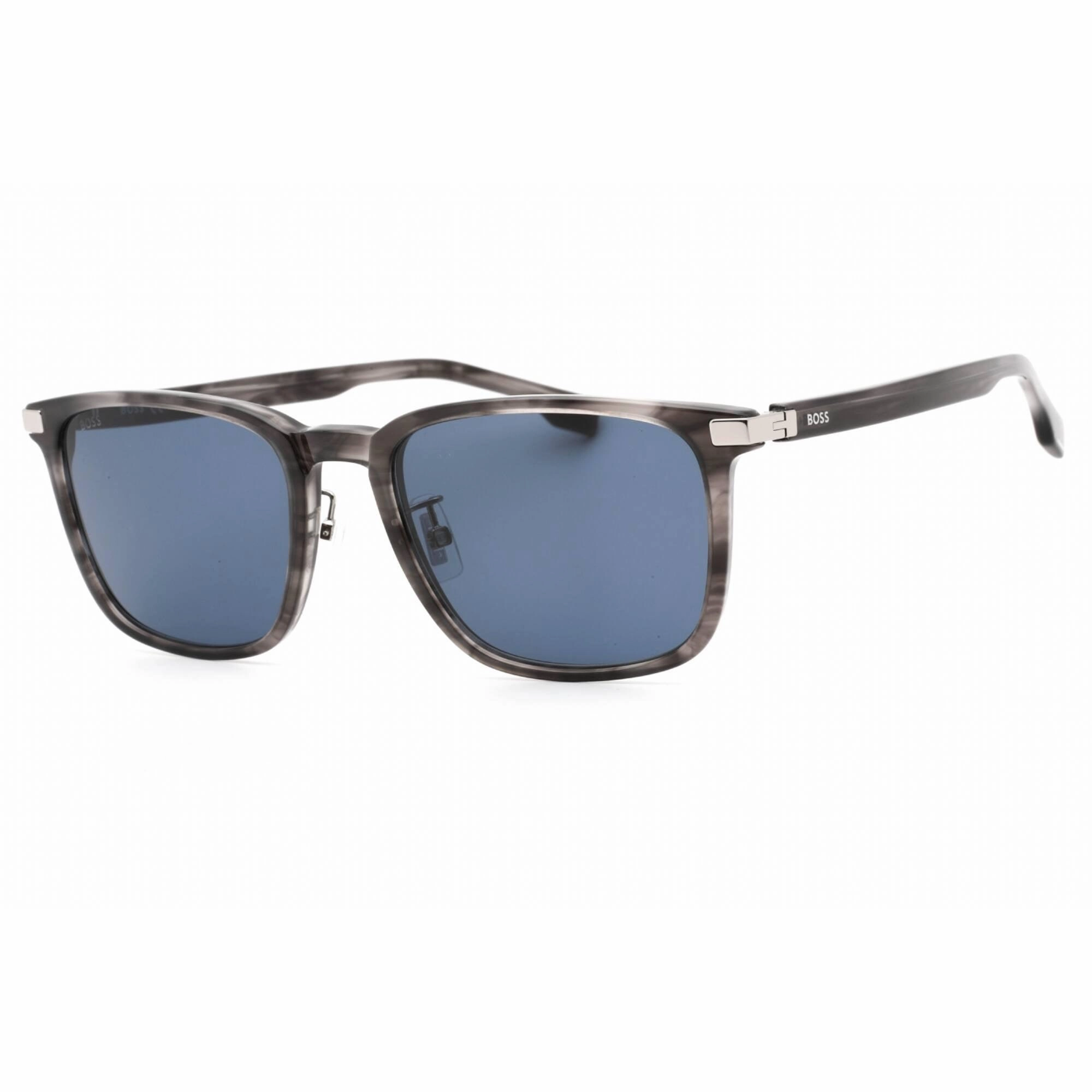 Hugo Boss Men's Sunglasses - Blue Lens Grey Horn Square Frame | BOSS 1406/F/SK 02W8 KU