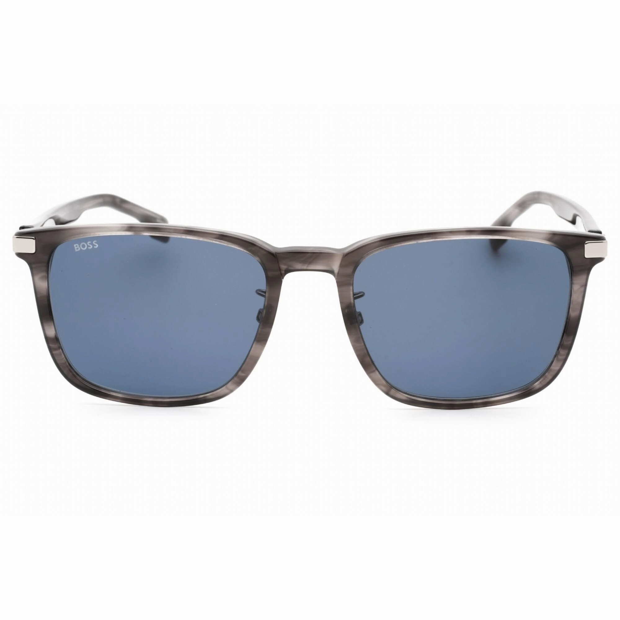 Hugo Boss Men's Sunglasses - Blue Lens Grey Horn Square Frame | BOSS 1406/F/SK 02W8 KU