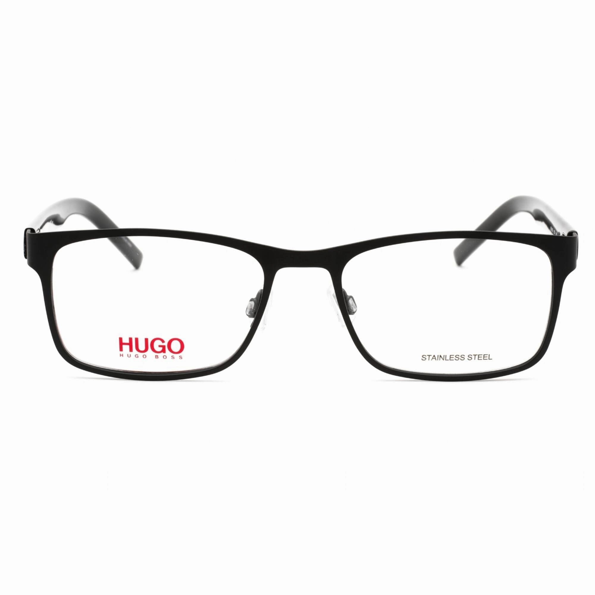 Hugo Men's Eyeglasses - Full Rim Matte Black Metal Rectangular Frame | HG 1015 0003 00