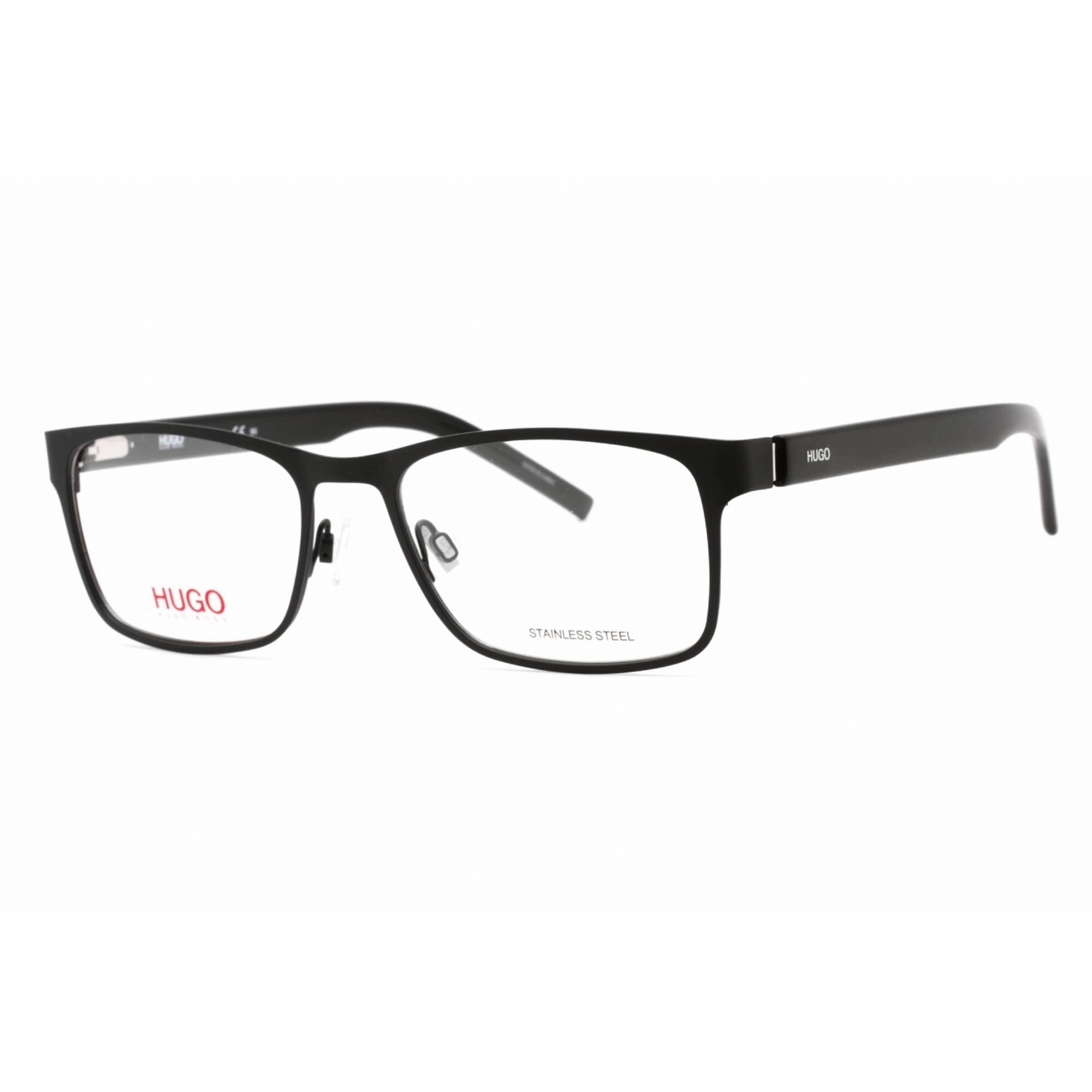 Hugo Men's Eyeglasses - Full Rim Matte Black Metal Rectangular Frame | HG 1015 0003 00