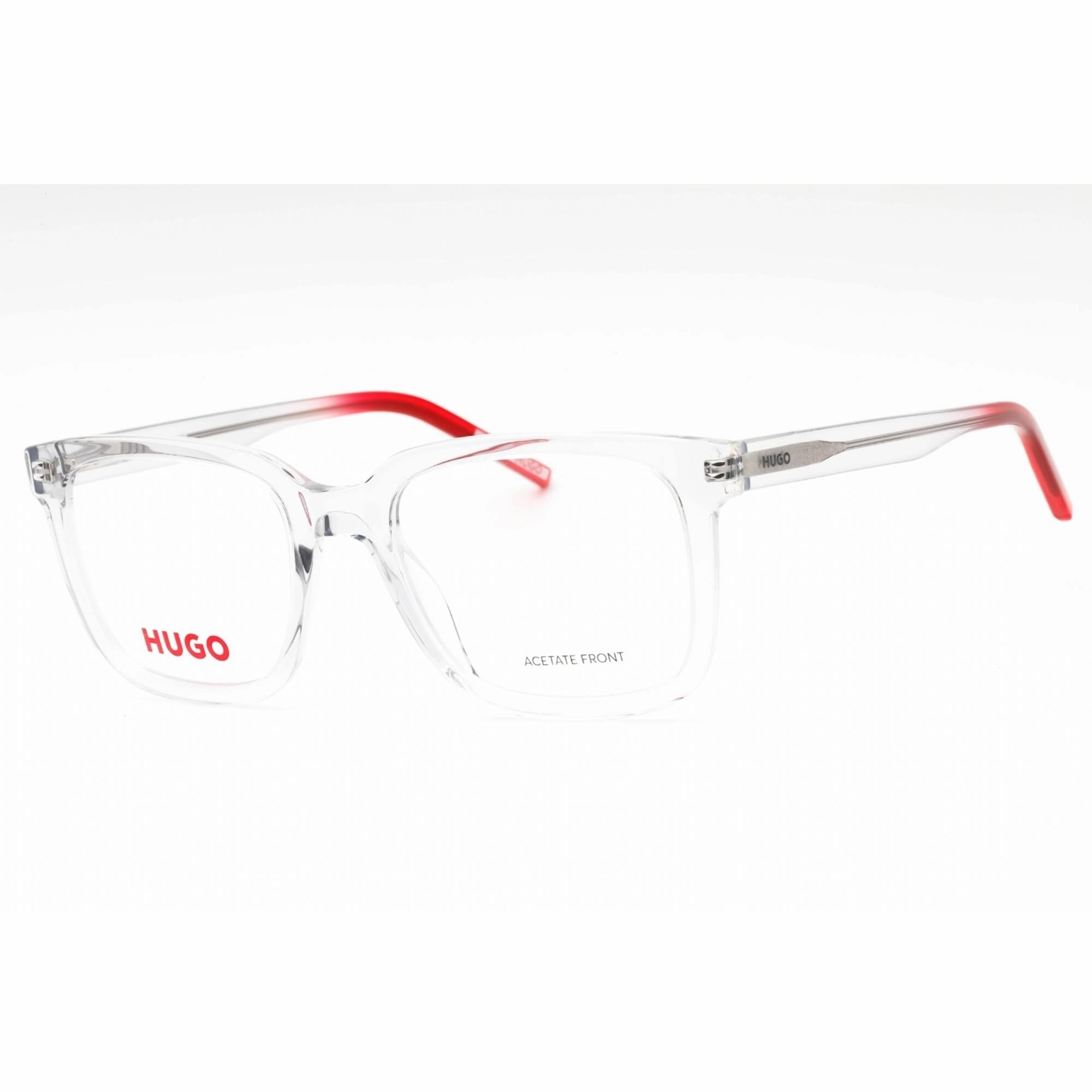 Hugo Men's Eyeglasses - Grey Red Plastic Square Shape Full Rim Frame | HG 1261 0268 00