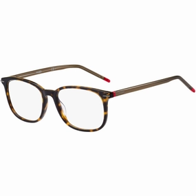 Hugo Men's Eyeglasses - Havana Rectangular Acetate Frame Demo Lens | HG 1171 086