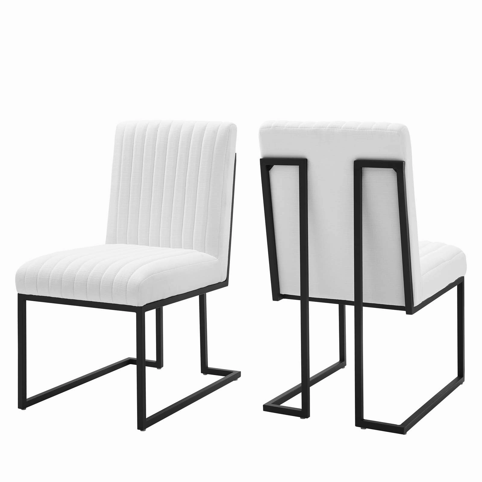 Indulge Channel Tufted Fabric Dining Chairs - Set of 2 by Modway