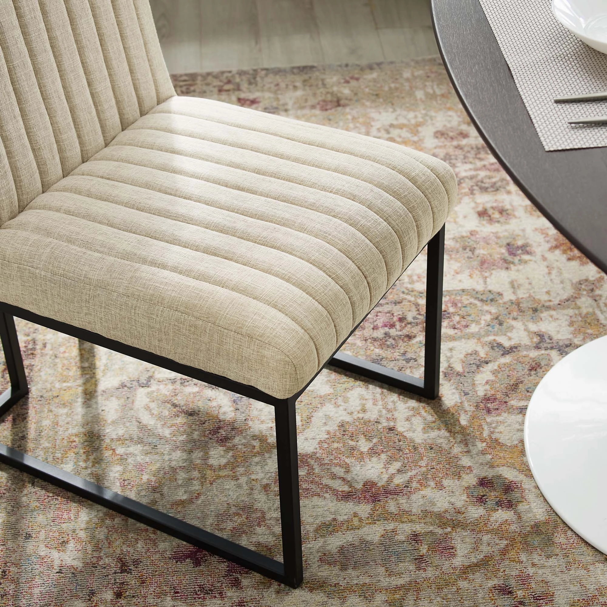 Indulge Channel Tufted Fabric Dining Chairs - Set of 2 by Modway