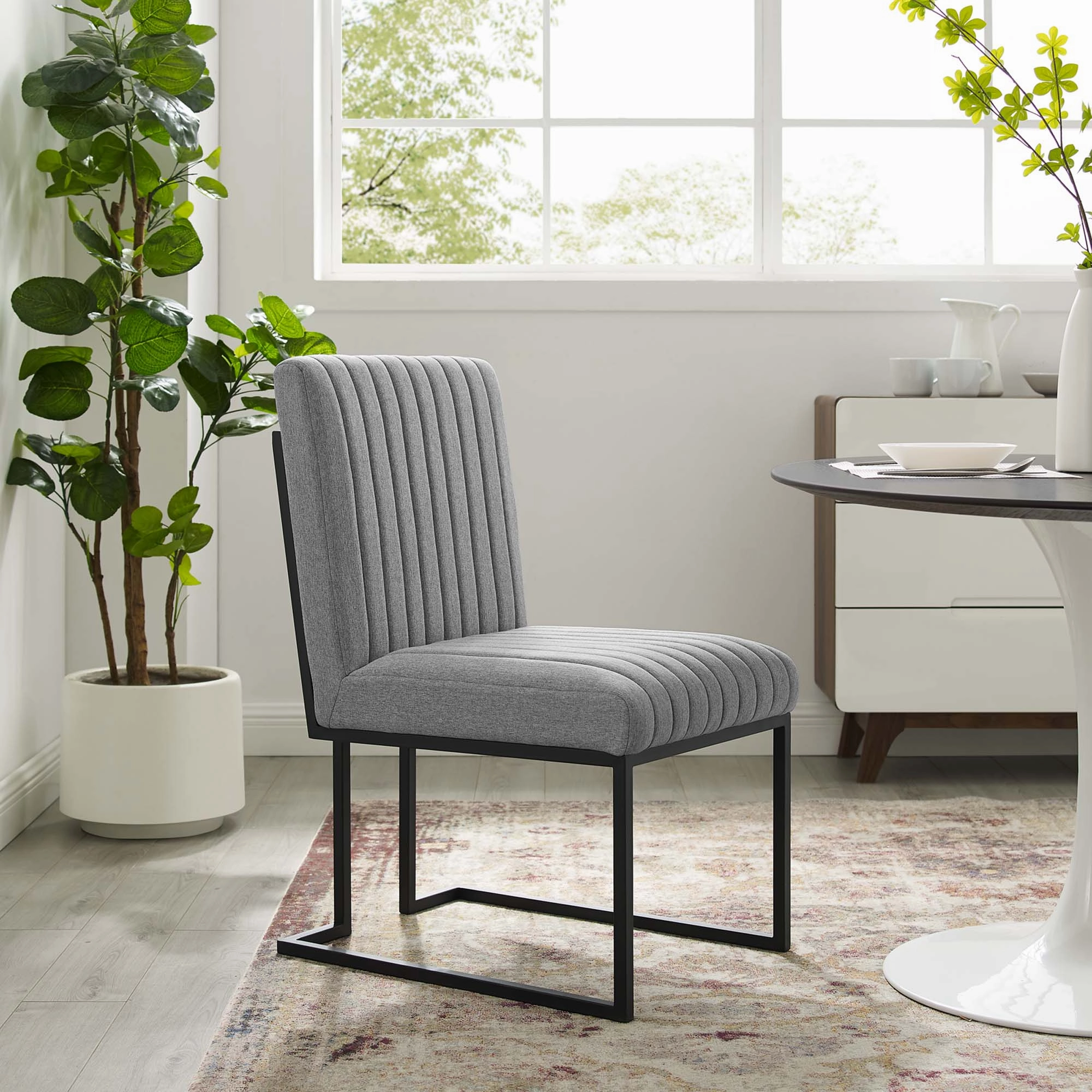 Indulge Channel Tufted Fabric Dining Chairs - Set of 2 by Modway