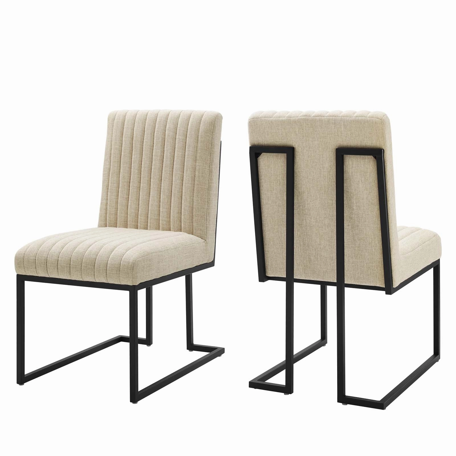 Indulge Channel Tufted Fabric Dining Chairs - Set of 2 by Modway