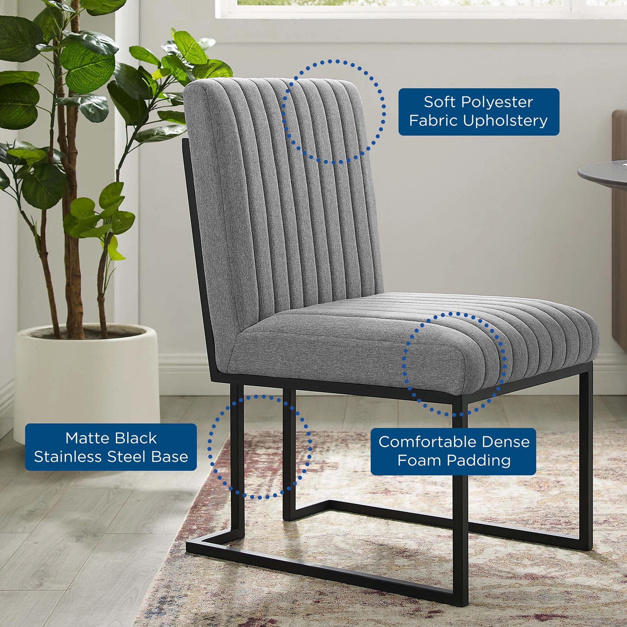 Indulge Channel Tufted Fabric Dining Chairs - Set of 2 by Modway