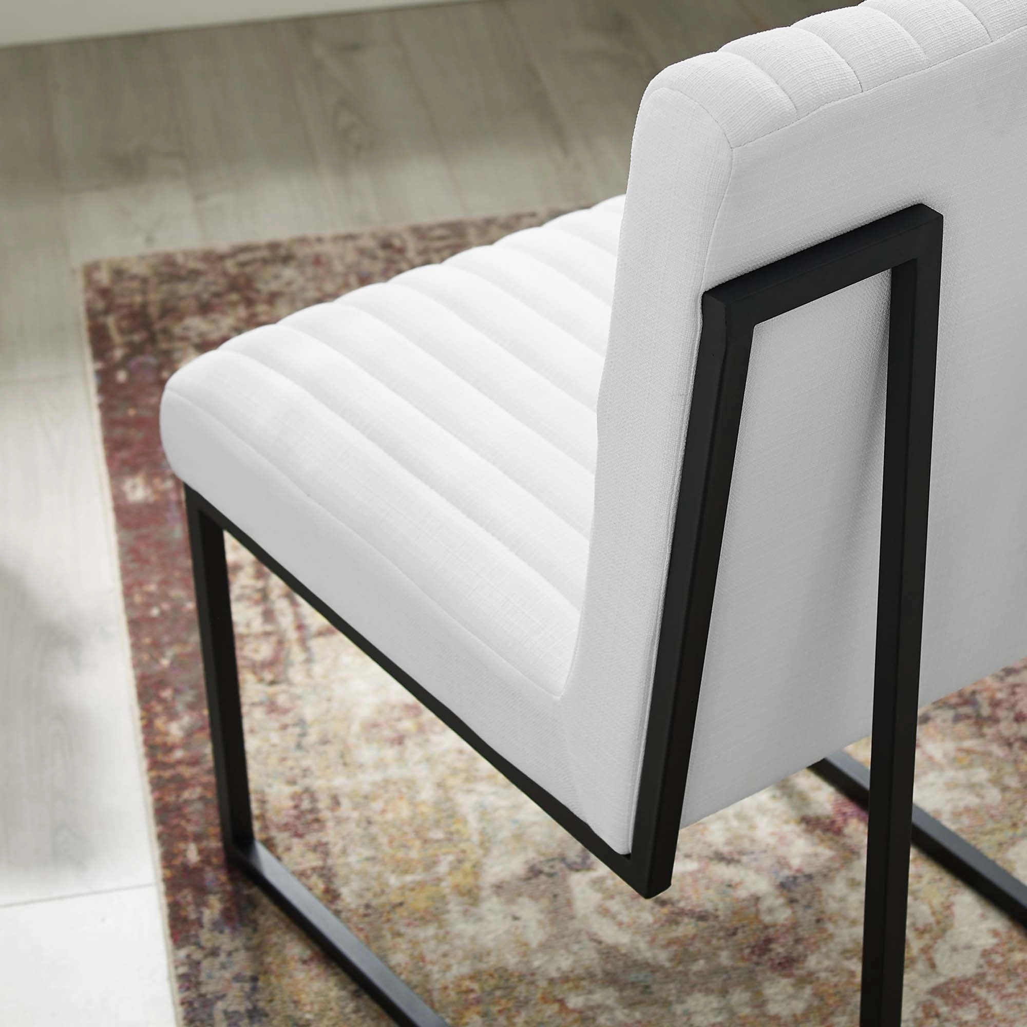 Indulge Channel Tufted Fabric Dining Chairs - Set of 2 by Modway