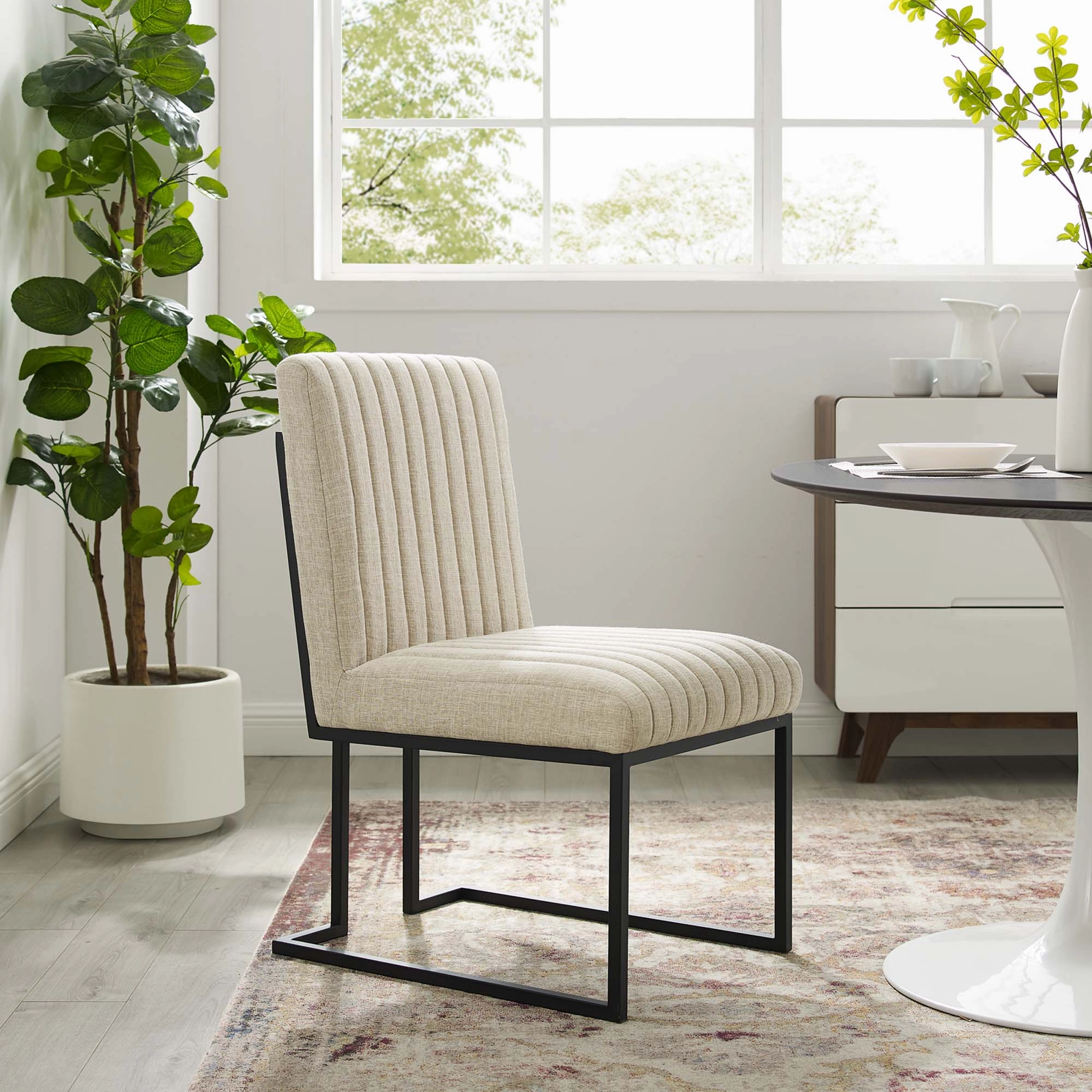 Indulge Channel Tufted Fabric Dining Chairs - Set of 2 by Modway