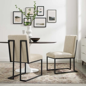 Indulge Channel Tufted Fabric Dining Chairs - Set of 2 by Modway