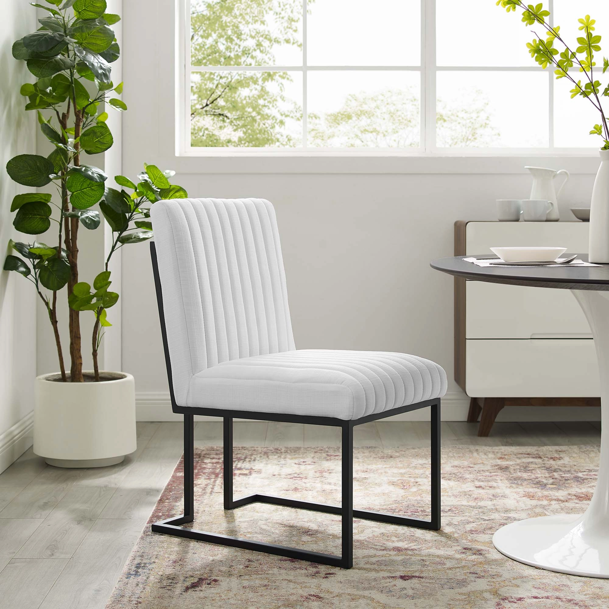 Indulge Channel Tufted Fabric Dining Chairs - Set of 2 by Modway