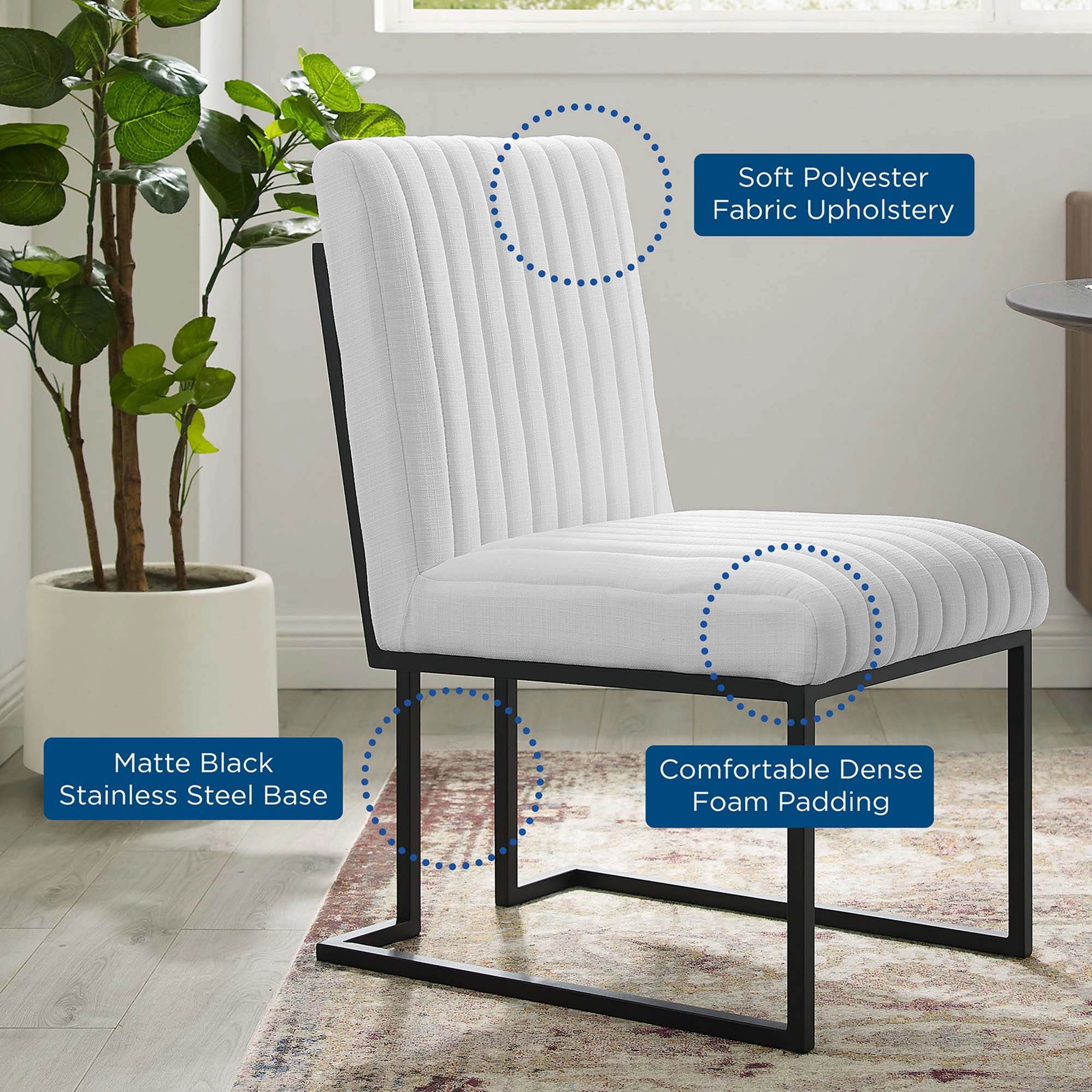 Indulge Channel Tufted Fabric Dining Chairs - Set of 2 by Modway