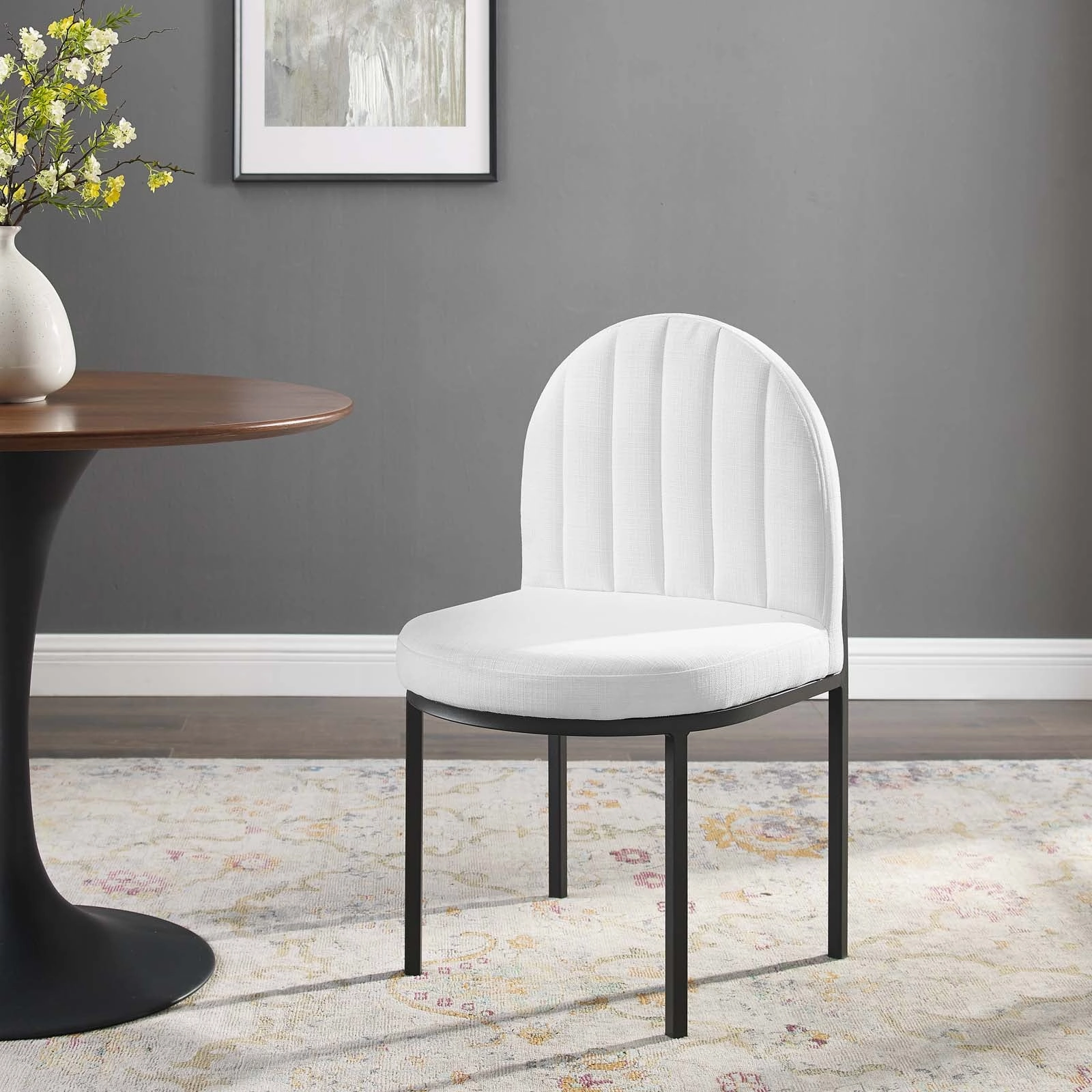 Isla Channel Tufted Upholstered Fabric Dining Side Chair by Modway