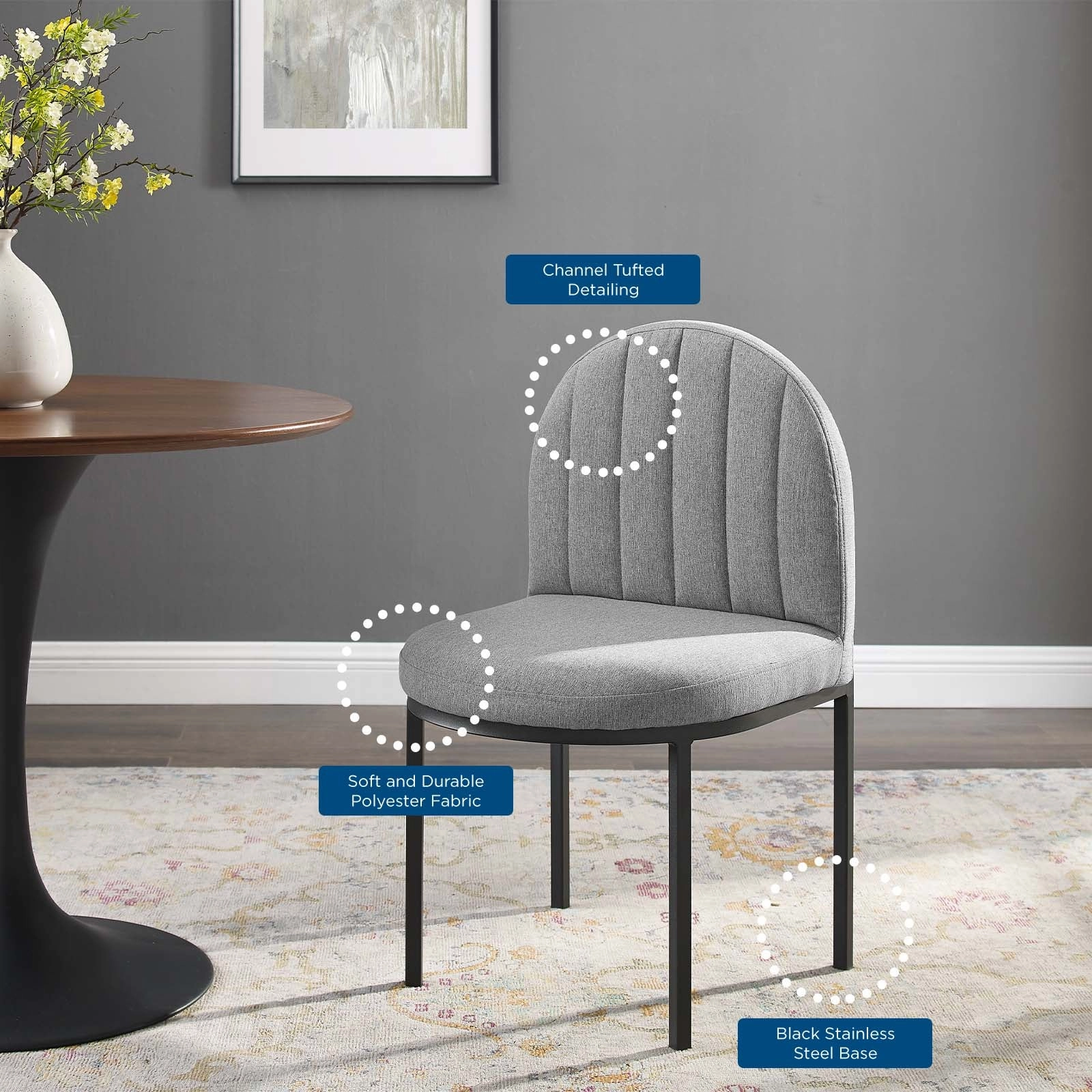 Isla Channel Tufted Upholstered Fabric Dining Side Chair by Modway