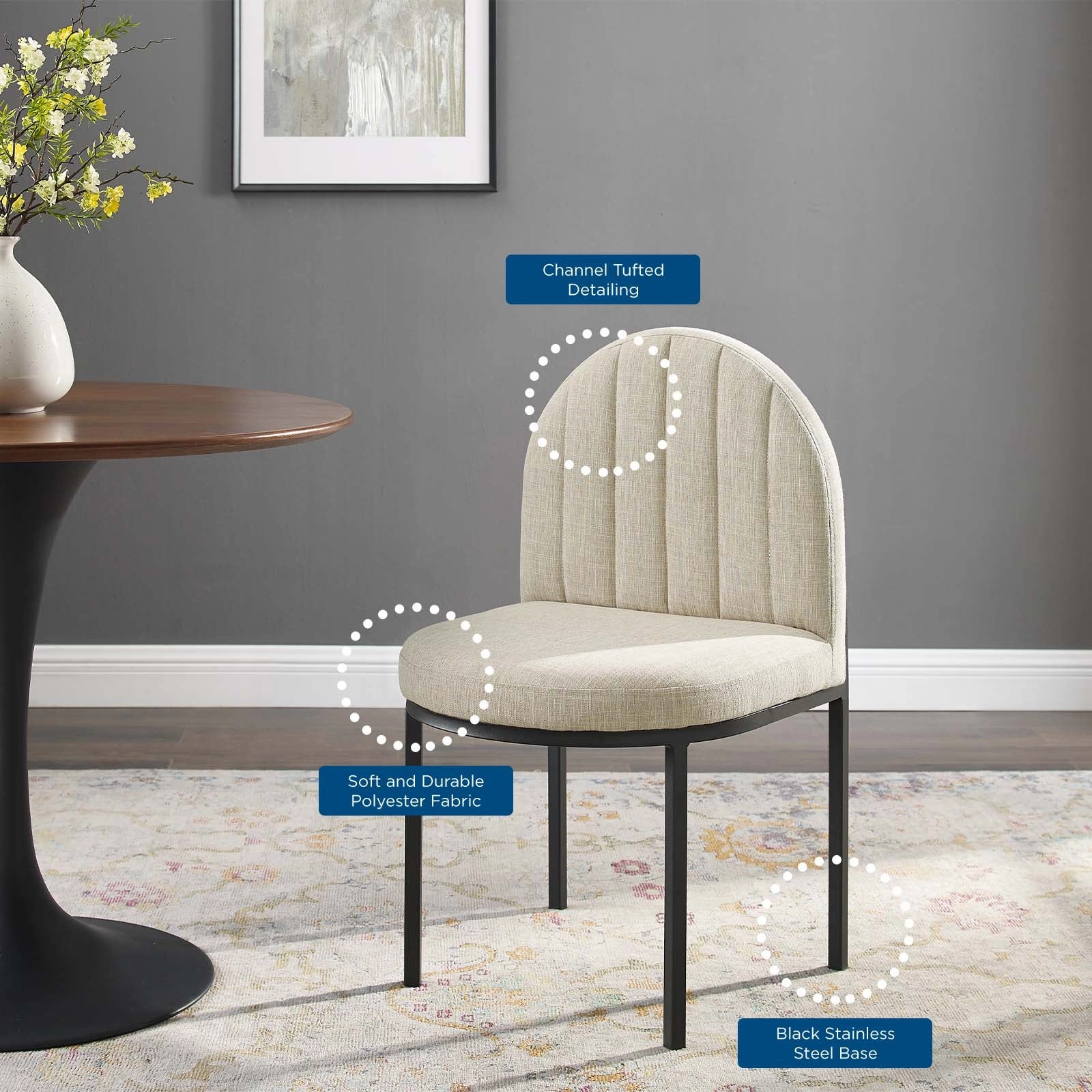 Isla Channel Tufted Upholstered Fabric Dining Side Chair by Modway
