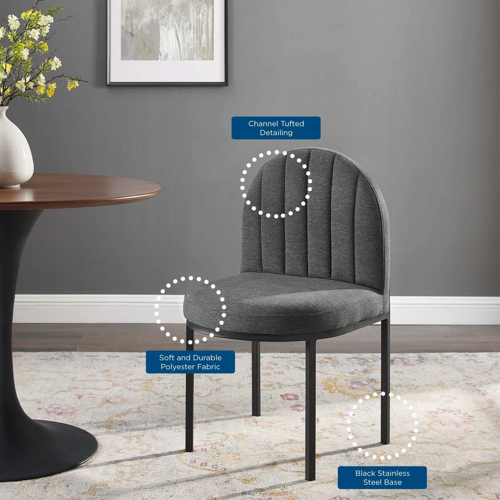 Isla Channel Tufted Upholstered Fabric Dining Side Chair by Modway