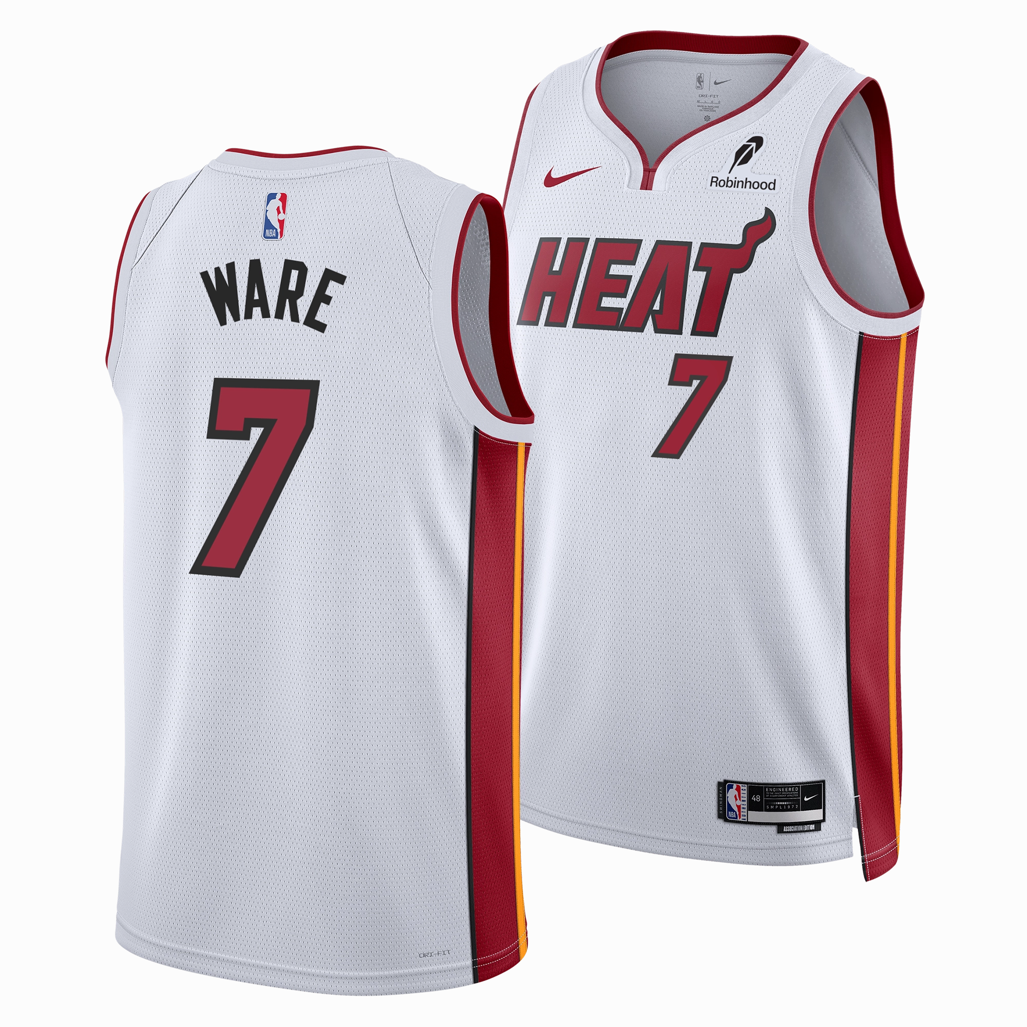 Kel'el Ware Nike Miami HEAT Association White Youth Swingman Jersey