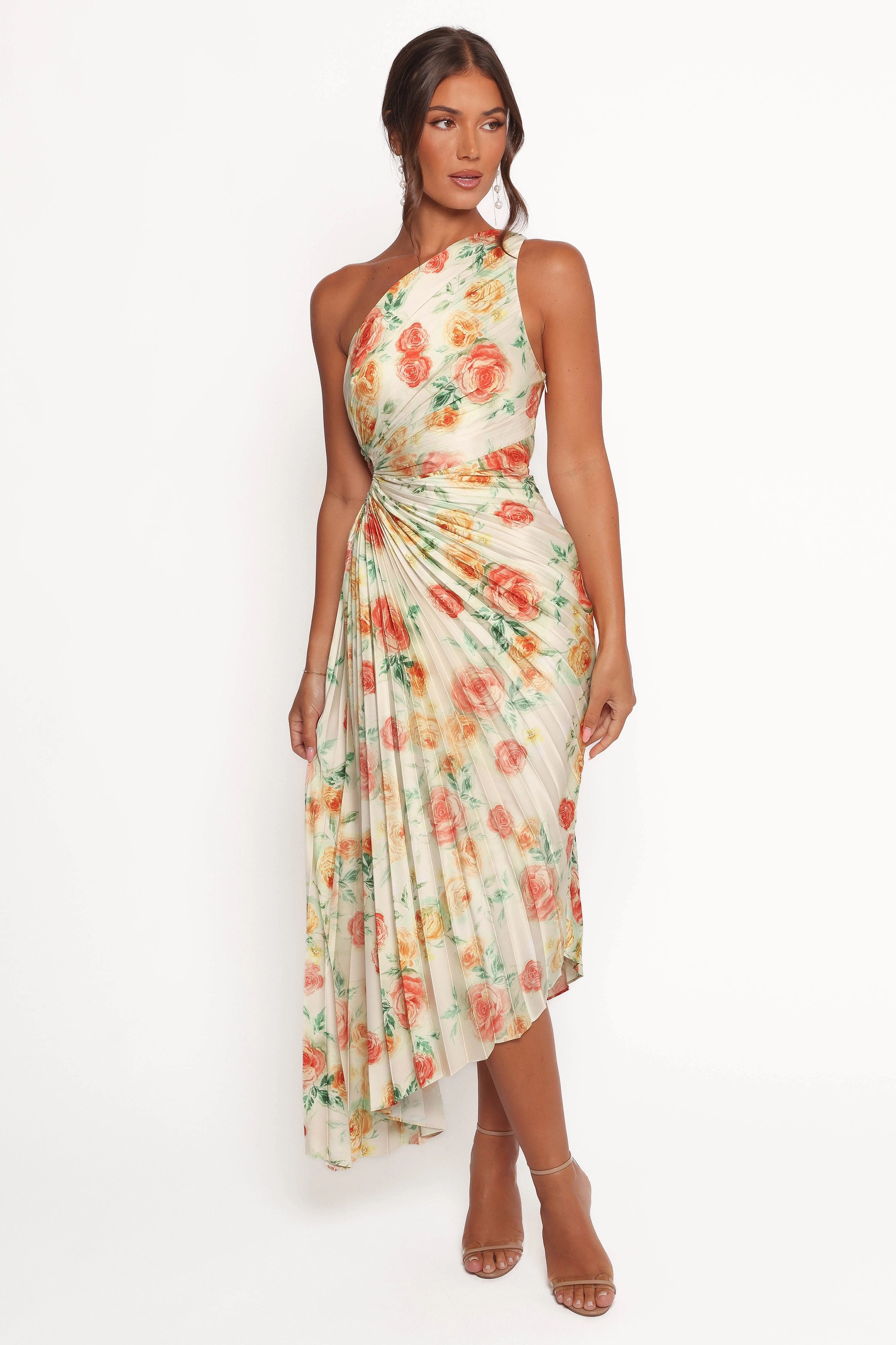 Kleo One Shoulder Maxi Dress - Yellow Floral
