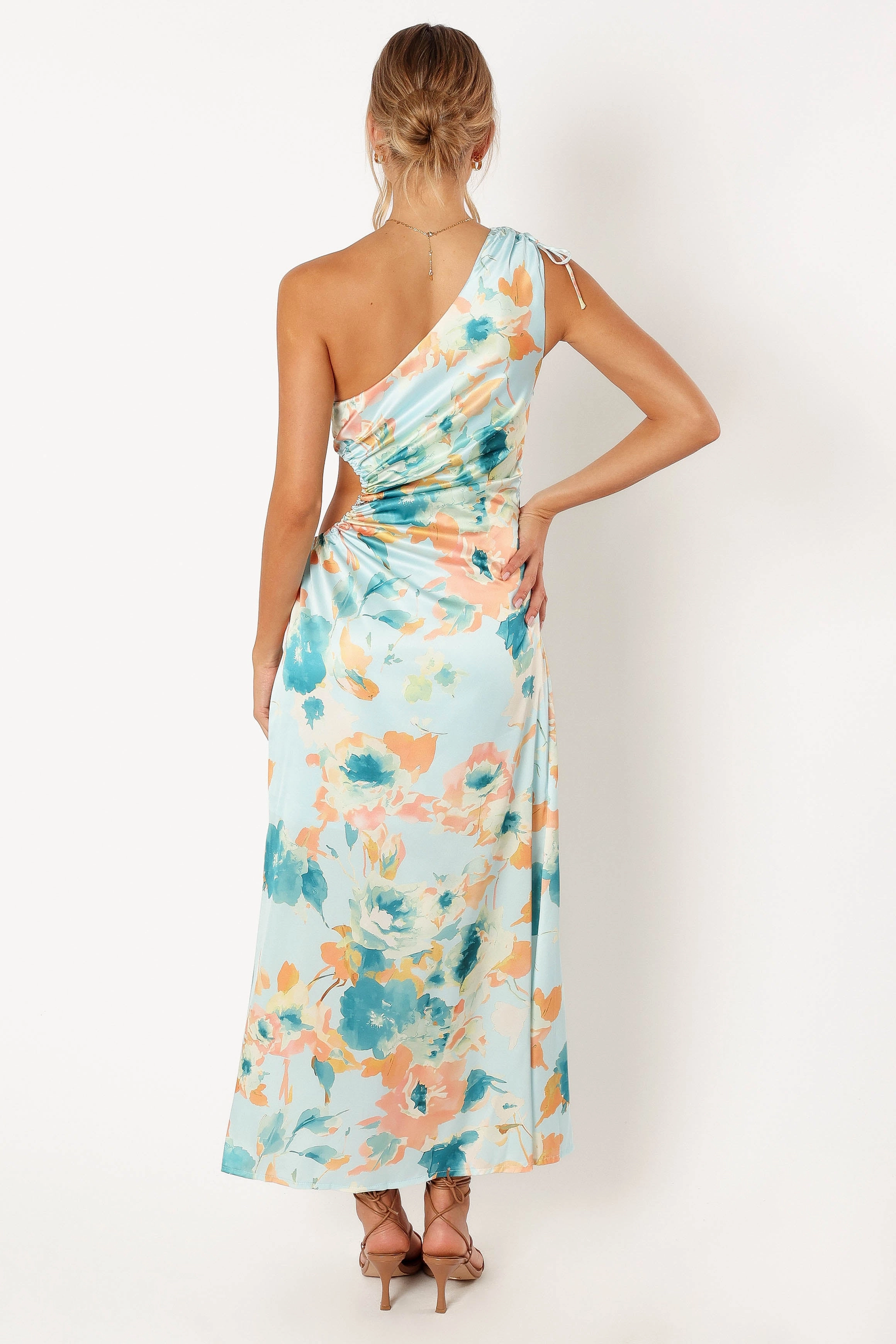 Leighton One Shoulder Midi Dress - Light Blue