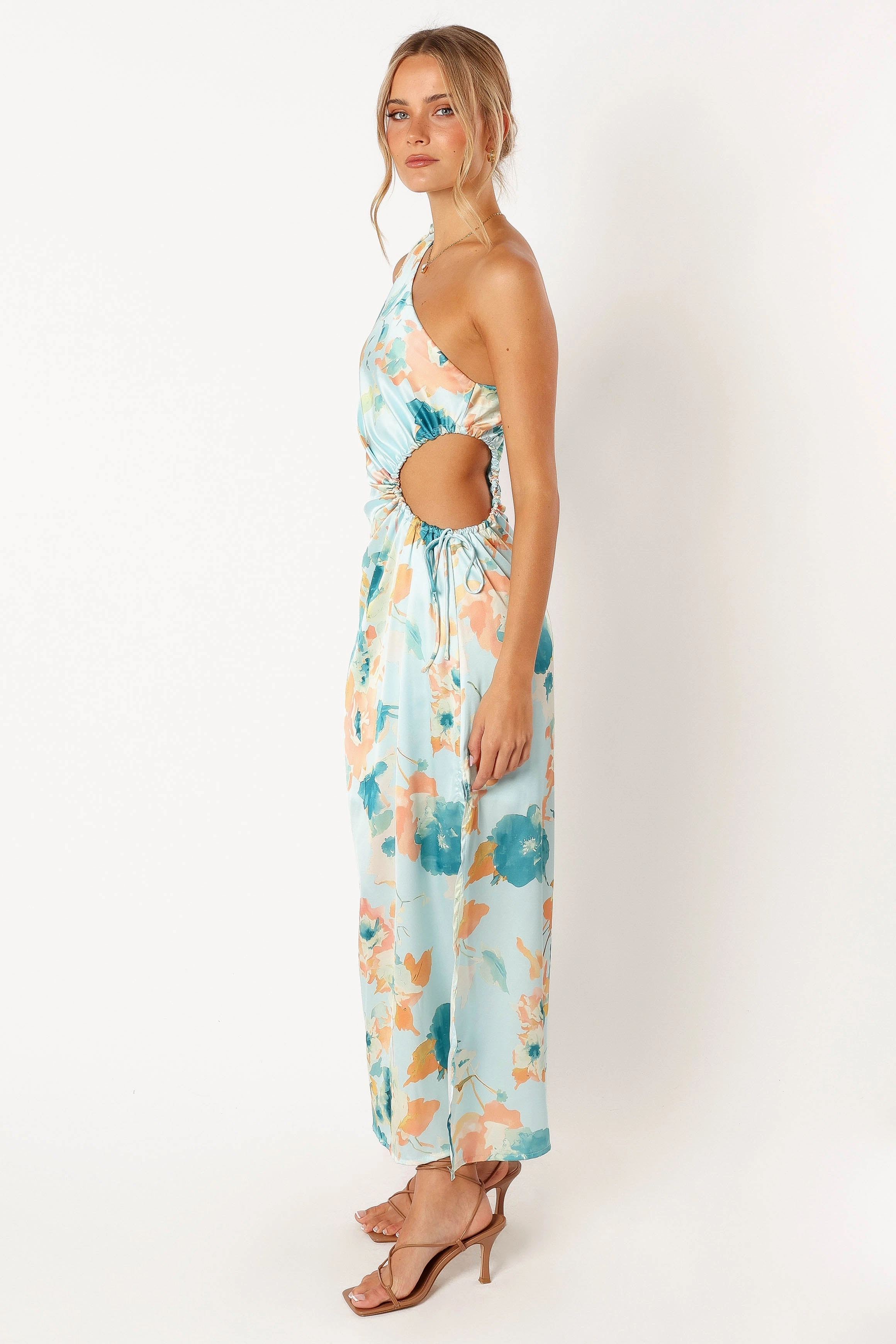 Leighton One Shoulder Midi Dress - Light Blue
