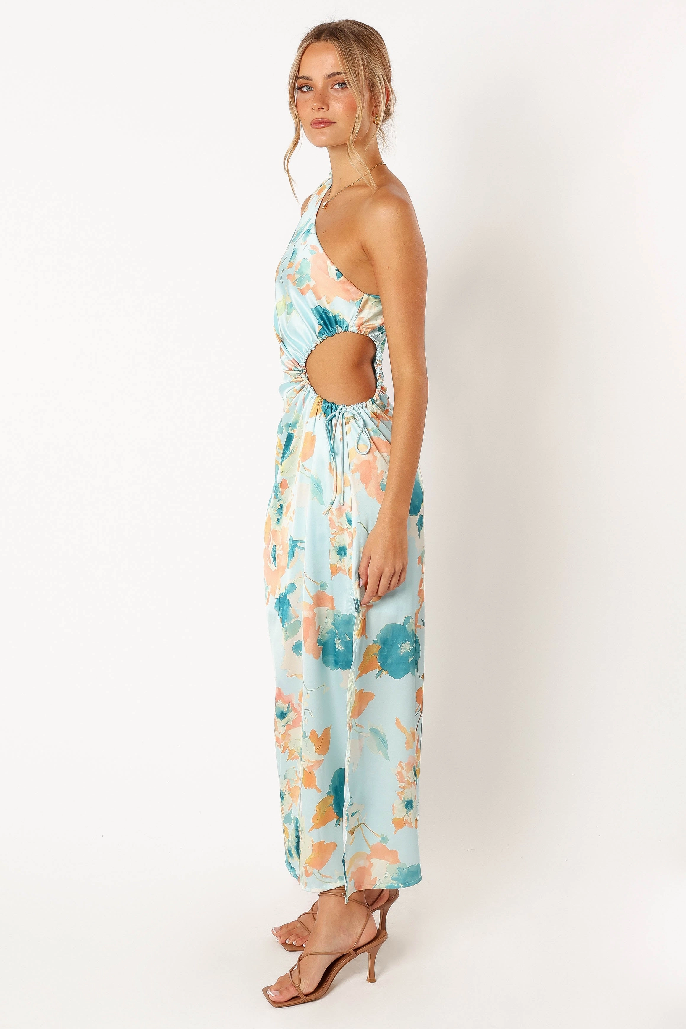 Leighton One Shoulder Midi Dress - Light Blue