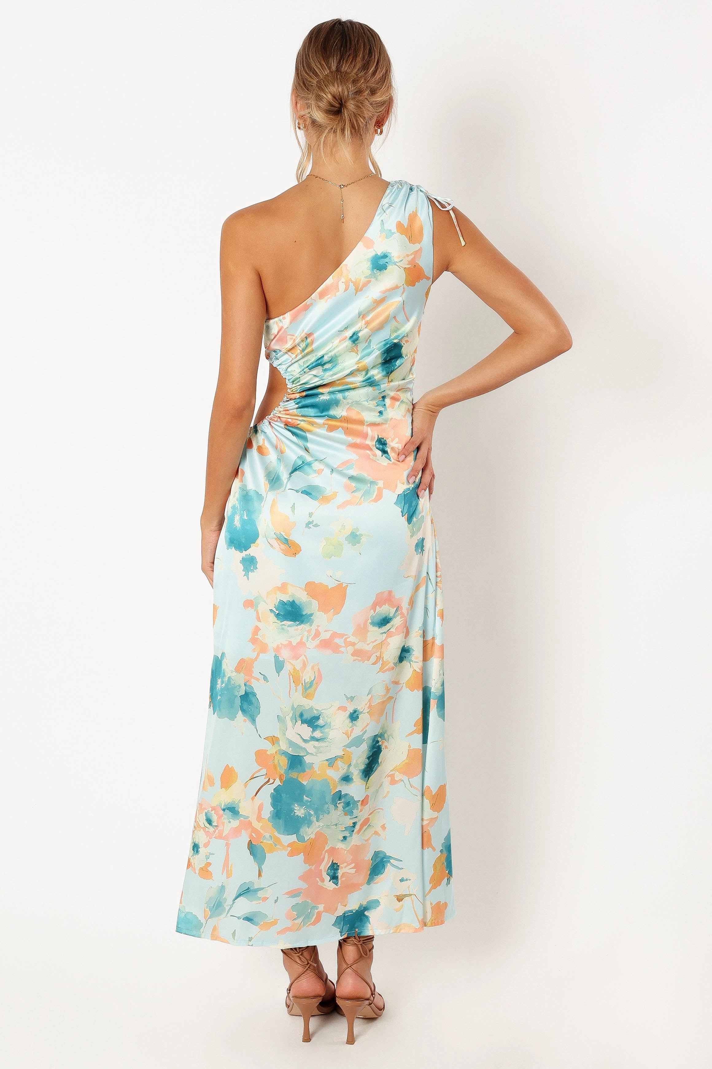 Leighton One Shoulder Midi Dress - Light Blue