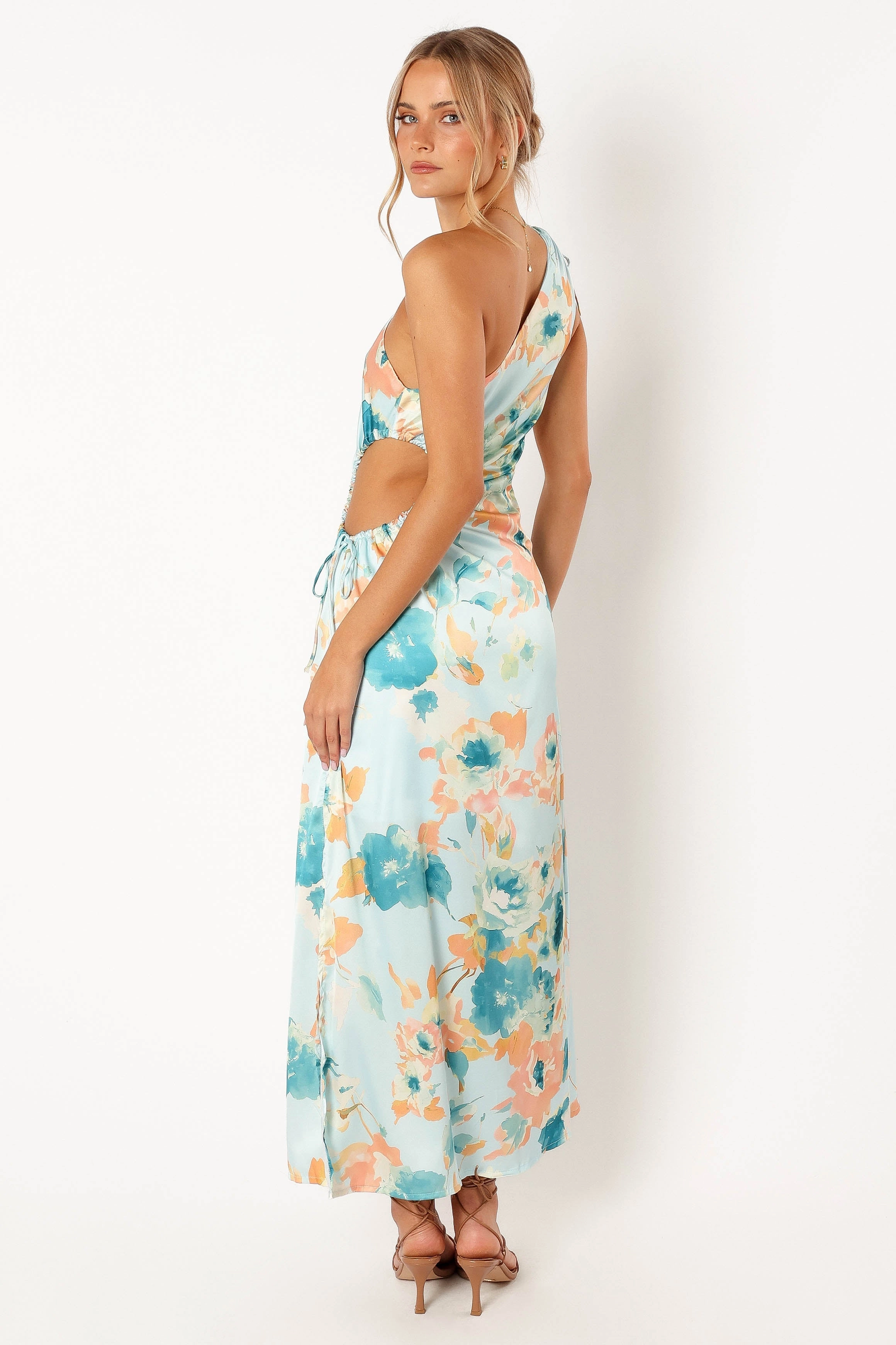 Leighton One Shoulder Midi Dress - Light Blue