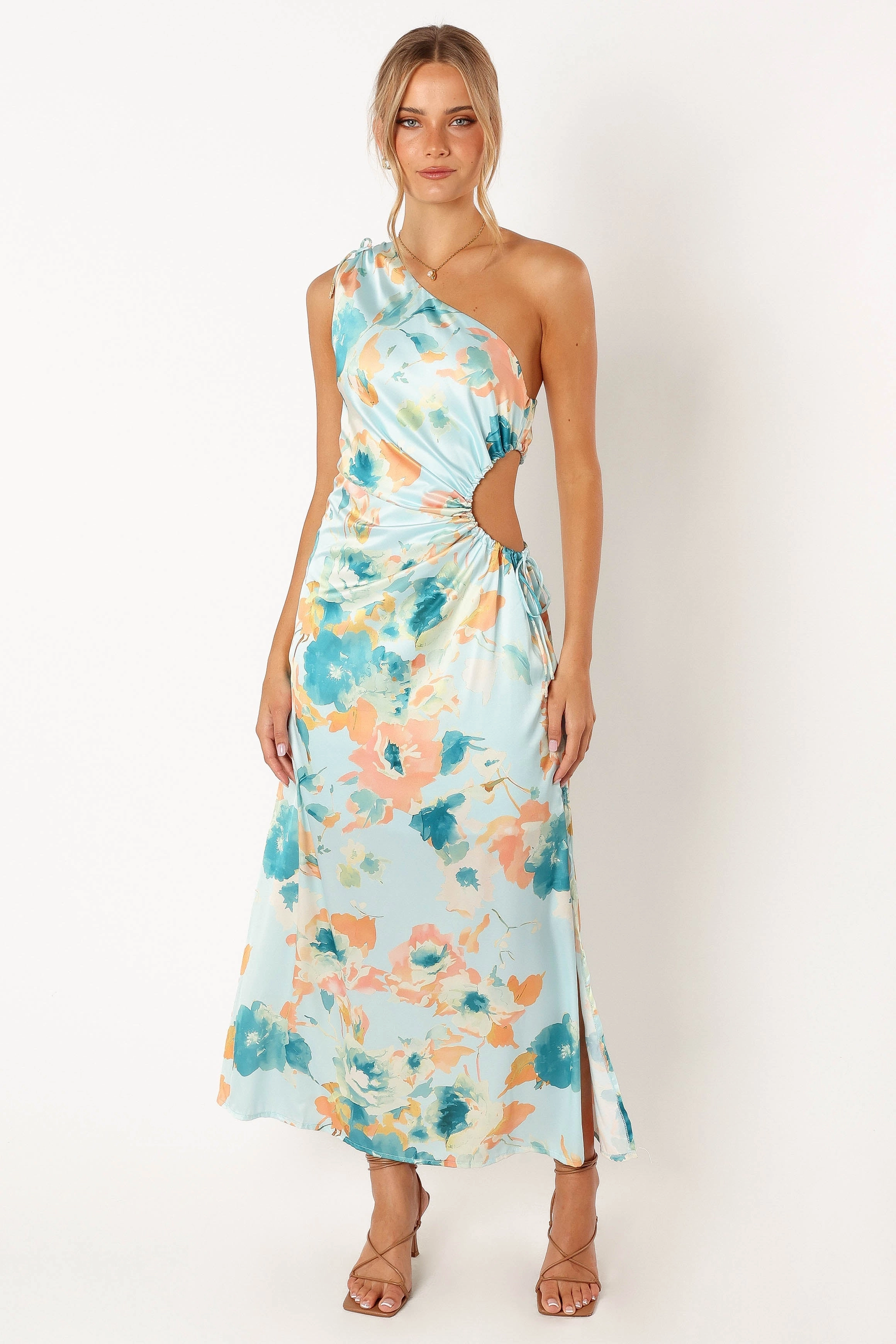 Leighton One Shoulder Midi Dress - Light Blue