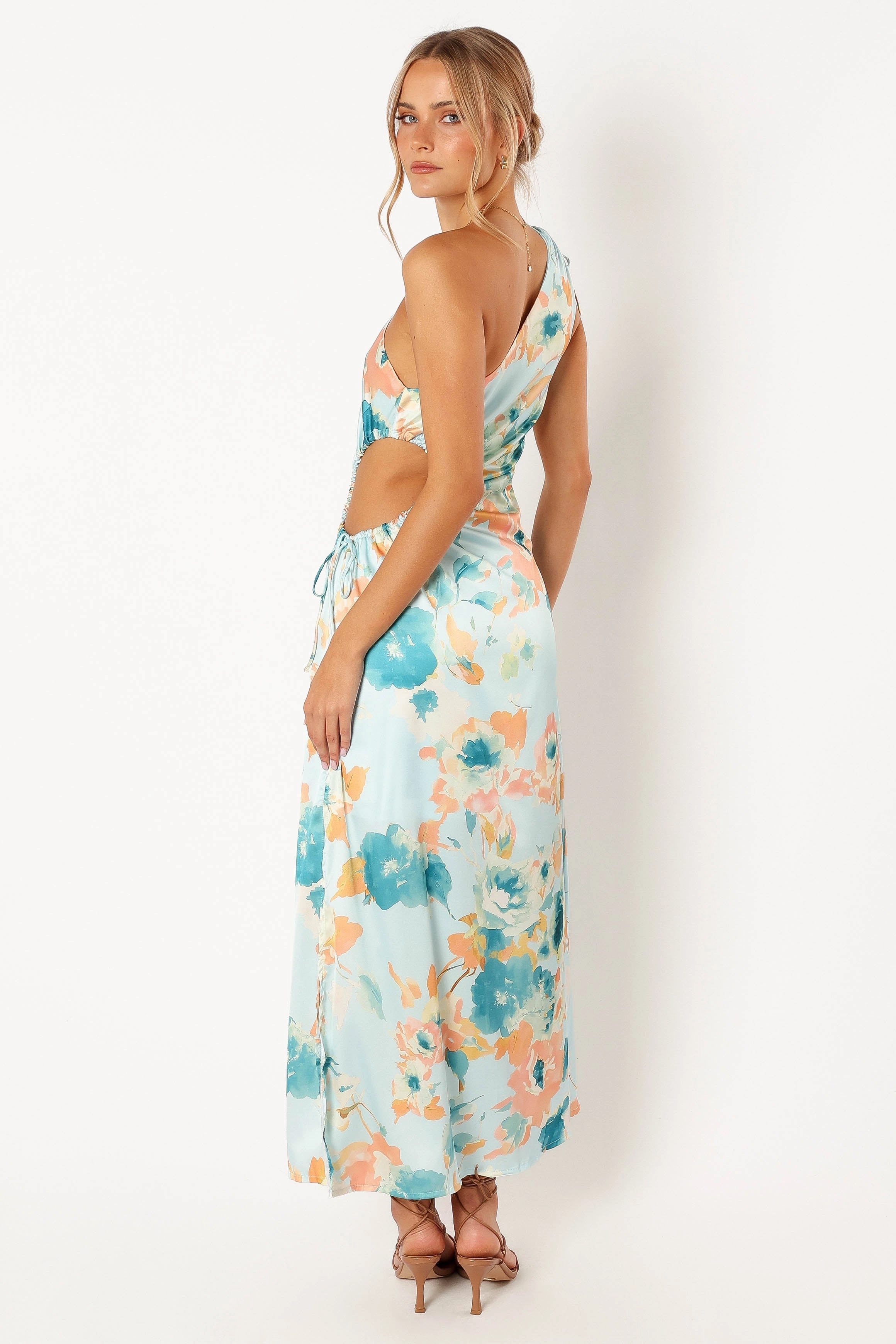 Leighton One Shoulder Midi Dress - Light Blue
