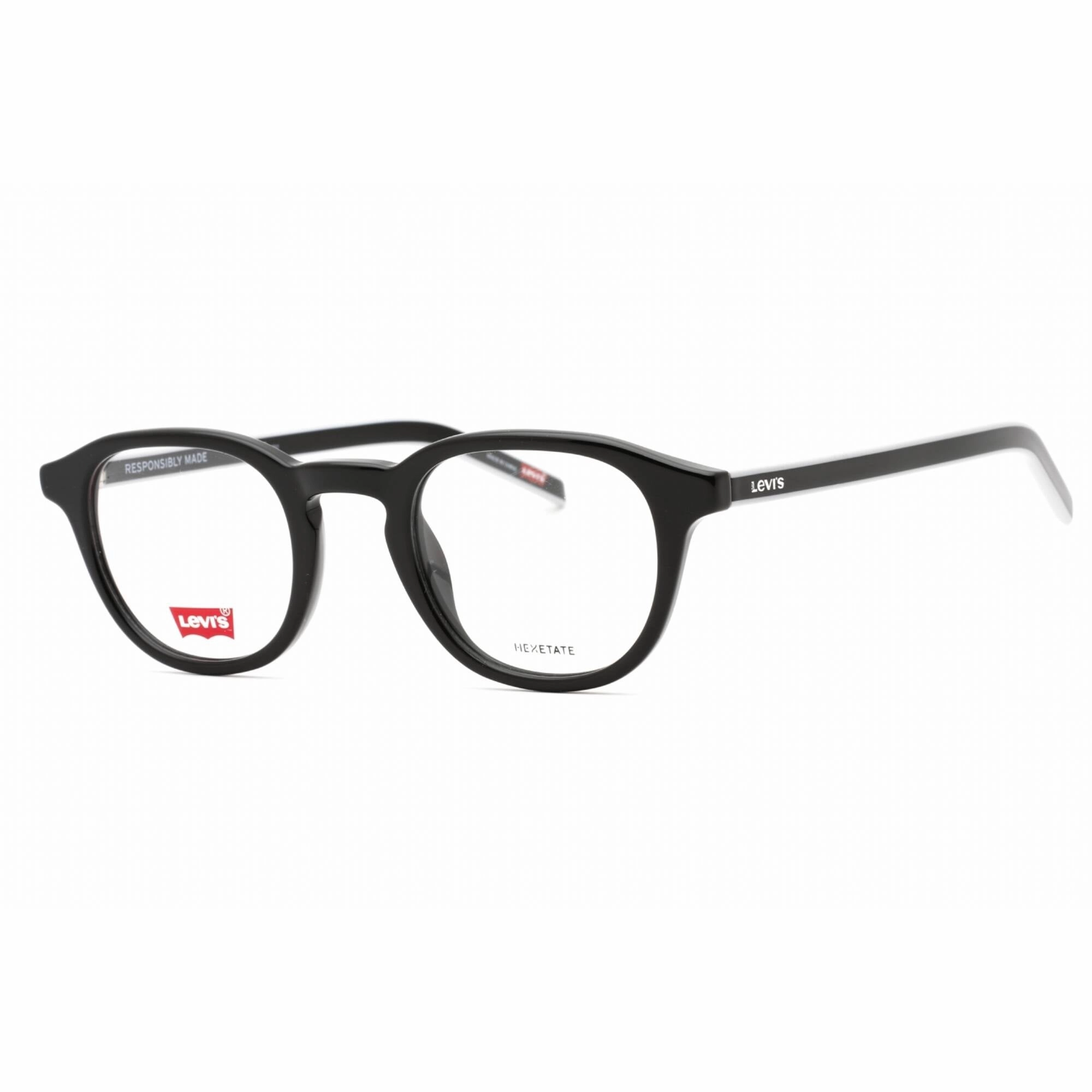 Levi's Men's Eyeglasses - Black Round Plastic Frame Clear Demo Lens | LV 1029 0807 00