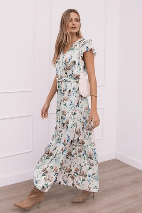 Lizzie Midi Dress - Cream Floral