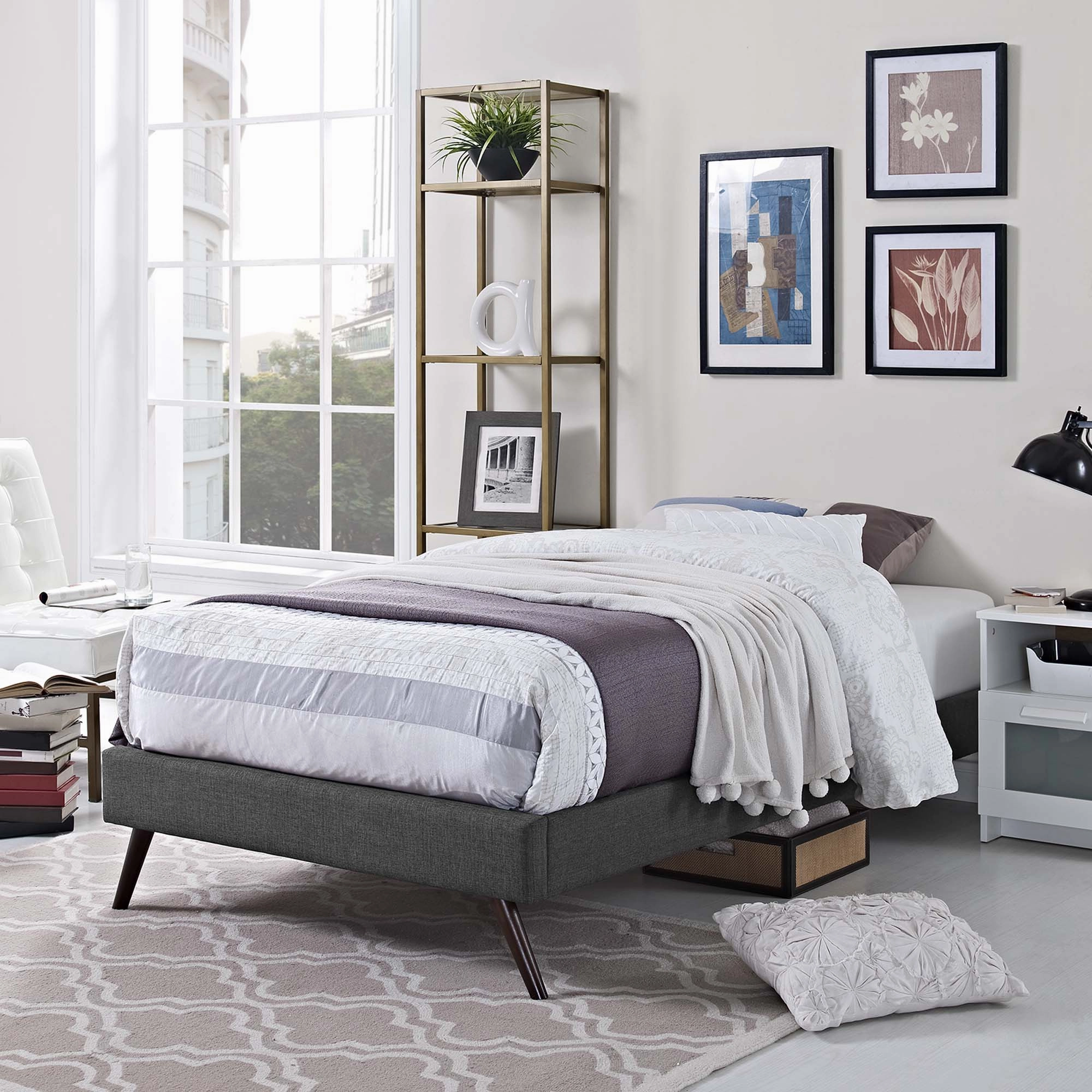 Loryn Fabric Bed Frame with Round Splayed Legs by Modway