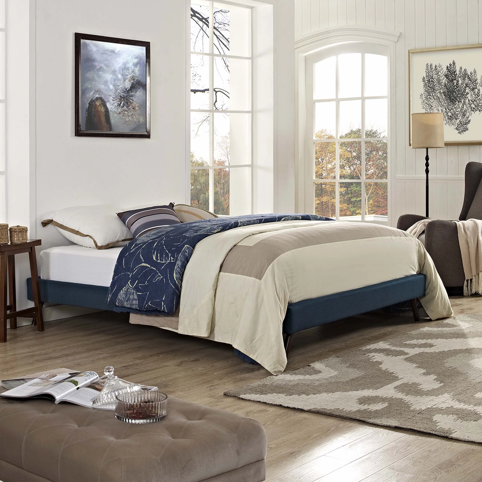 Loryn Fabric Bed Frame with Round Splayed Legs by Modway