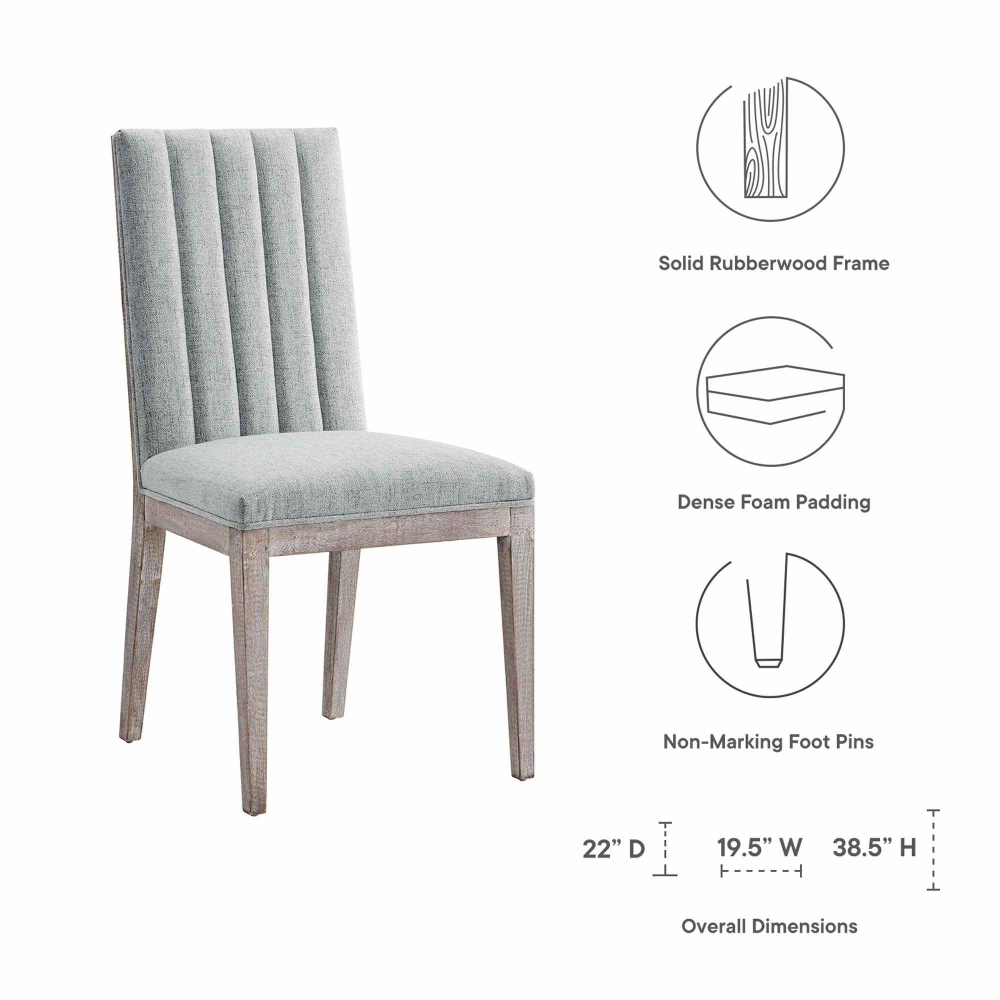 Maisonette French Vintage Tufted Fabric Dining Side Chairs Set of 2 by Modway