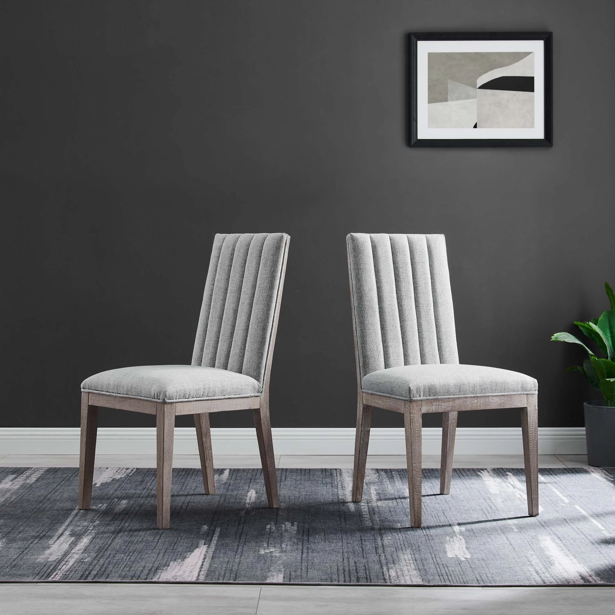 Maisonette French Vintage Tufted Fabric Dining Side Chairs Set of 2 by Modway