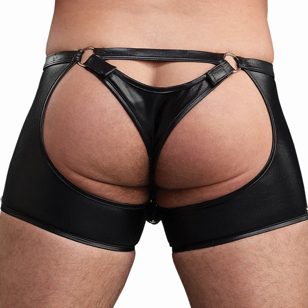 Male Power Fetish Poseidon Wet Look Crotchless Backless Chap Shorts