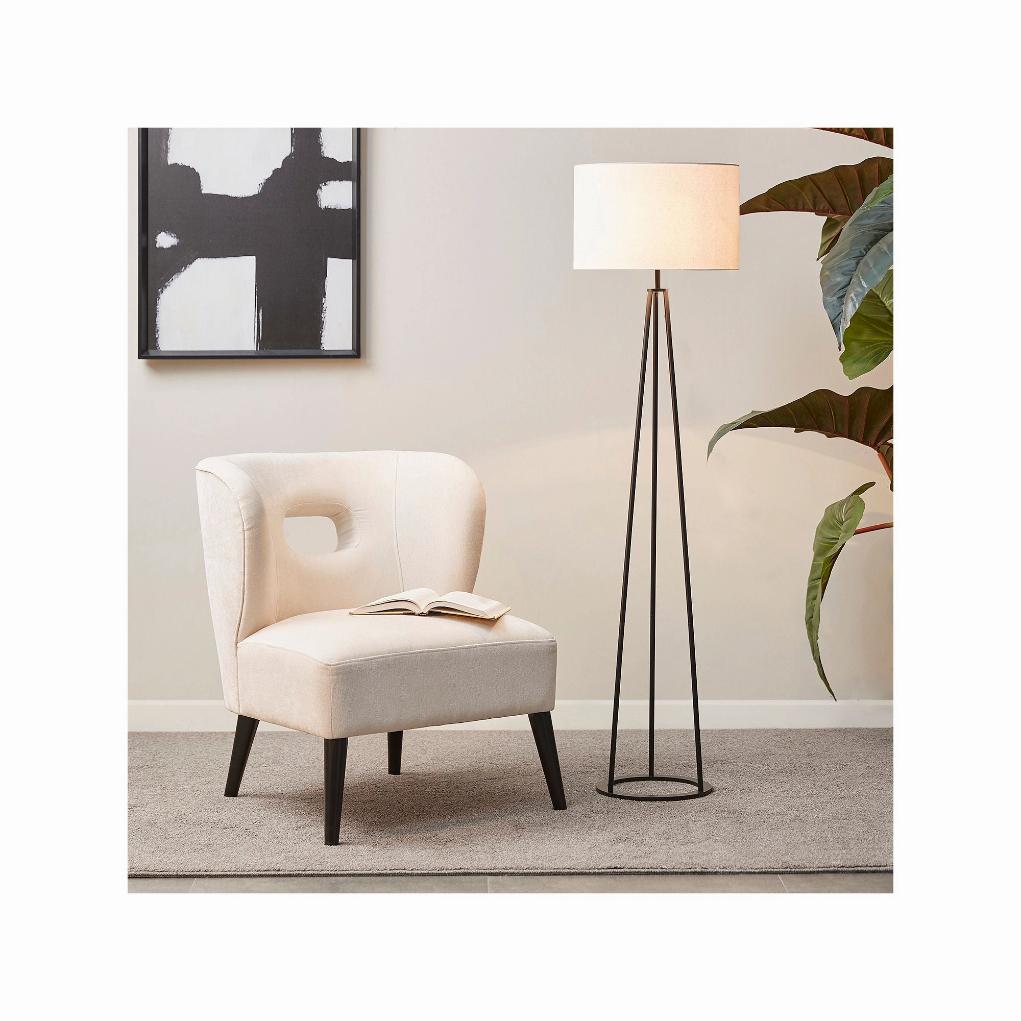 Martha Stewart Clyde Tripod Metal Floor Lamp - BLACK ONE SIZE
