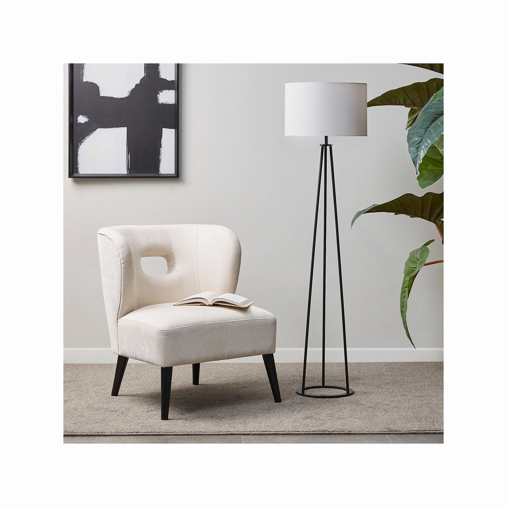 Martha Stewart Clyde Tripod Metal Floor Lamp - BLACK ONE SIZE