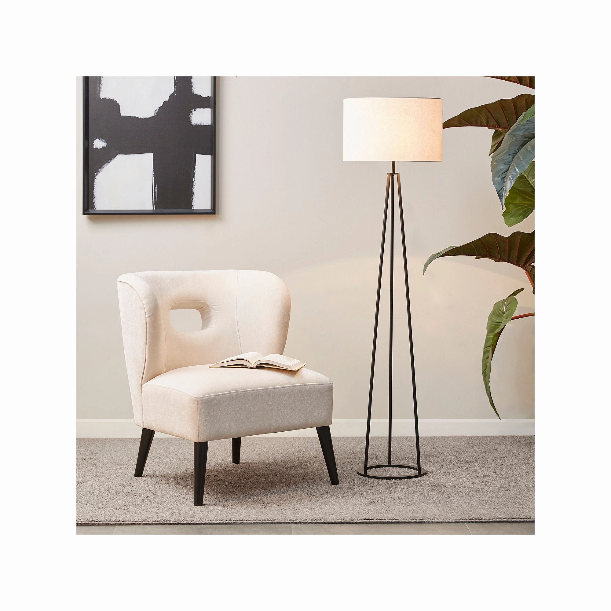 Martha Stewart Clyde Tripod Metal Floor Lamp - BLACK ONE SIZE