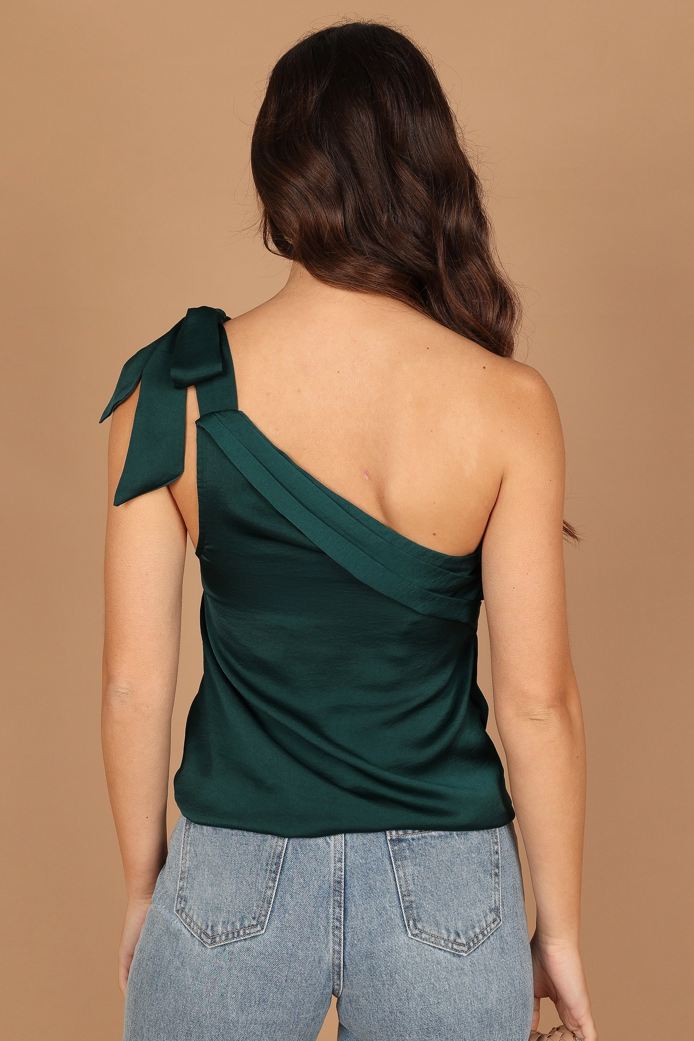 Maryanne One Shoulder Top - Hunter Green