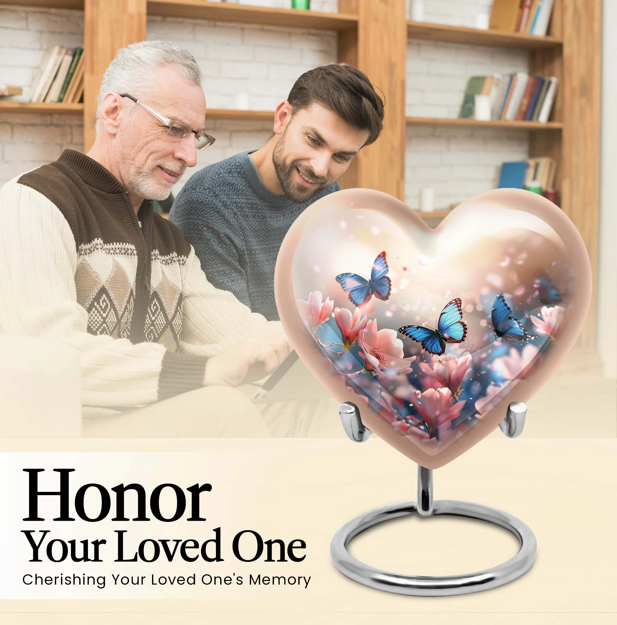 Men's Butterfly Silhouette Cremation Urn - Sentimental Farewell
