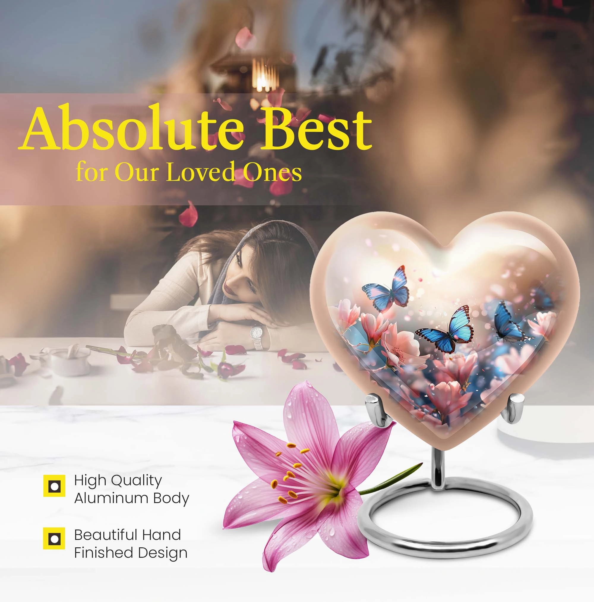 Men's Butterfly Silhouette Cremation Urn - Sentimental Farewell
