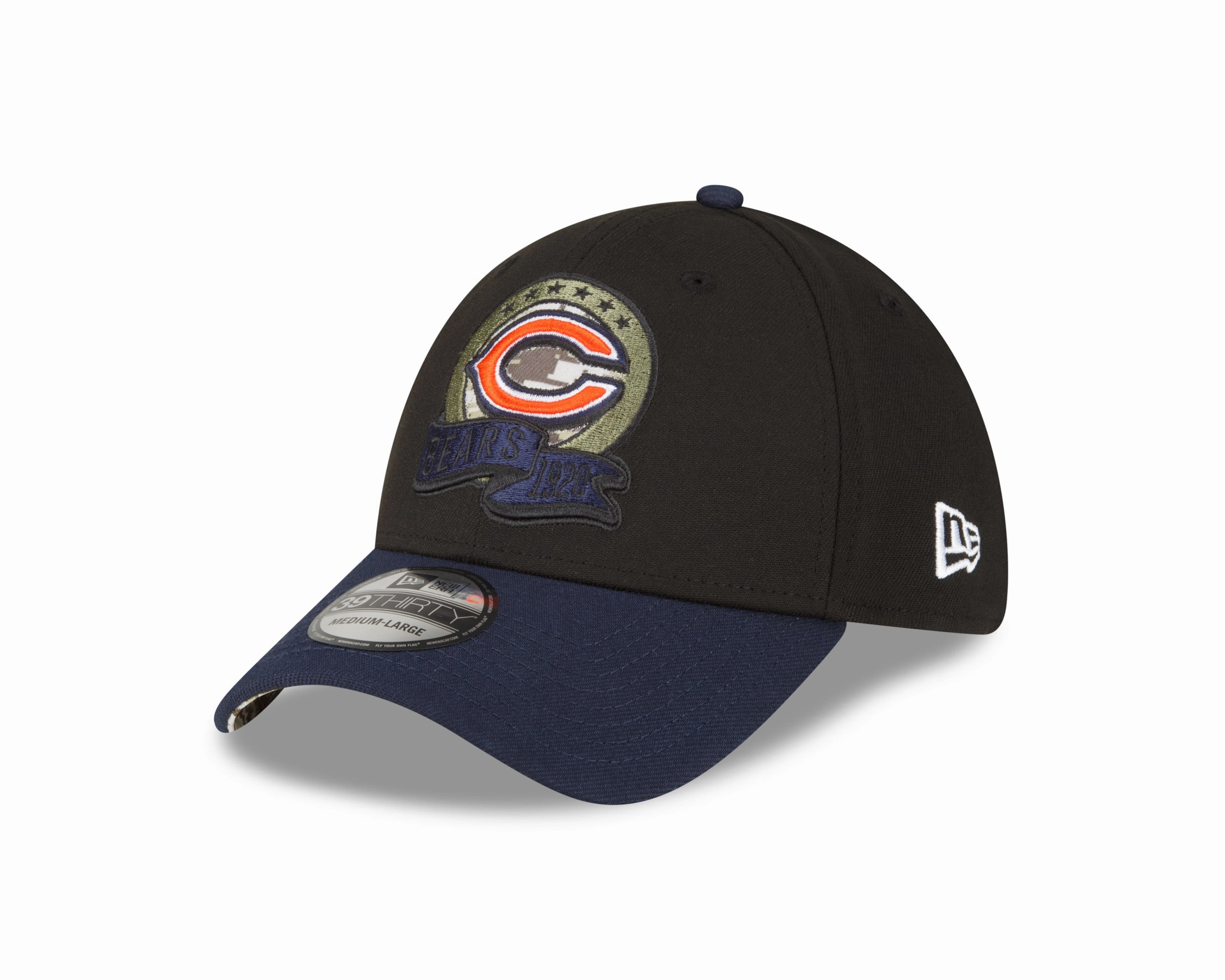 Men's Chicago Bears New Era Black 2022 Salute to Service Primary Logo 39THIRTY Flex Hat
