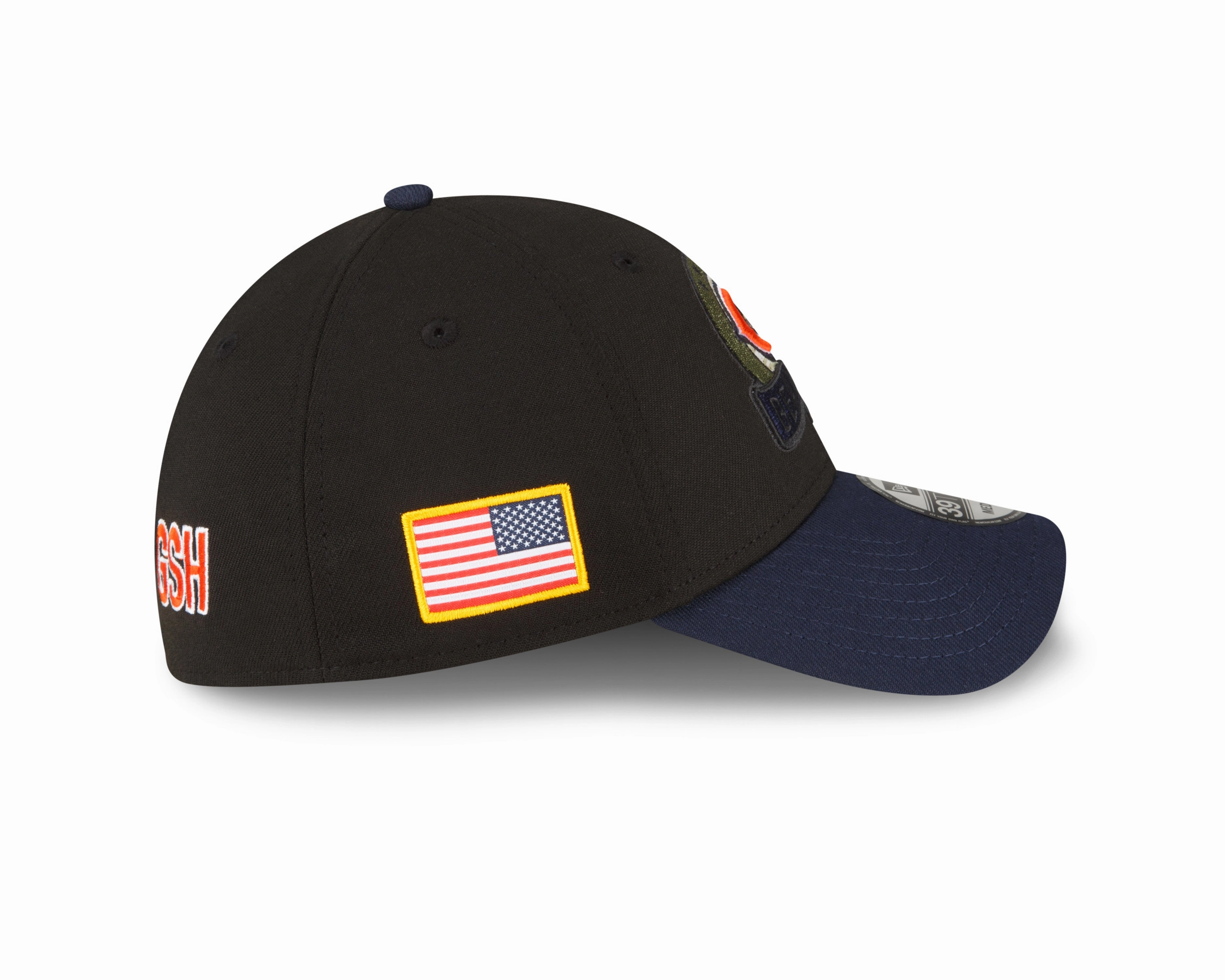 Men's Chicago Bears New Era Black 2022 Salute to Service Primary Logo 39THIRTY Flex Hat