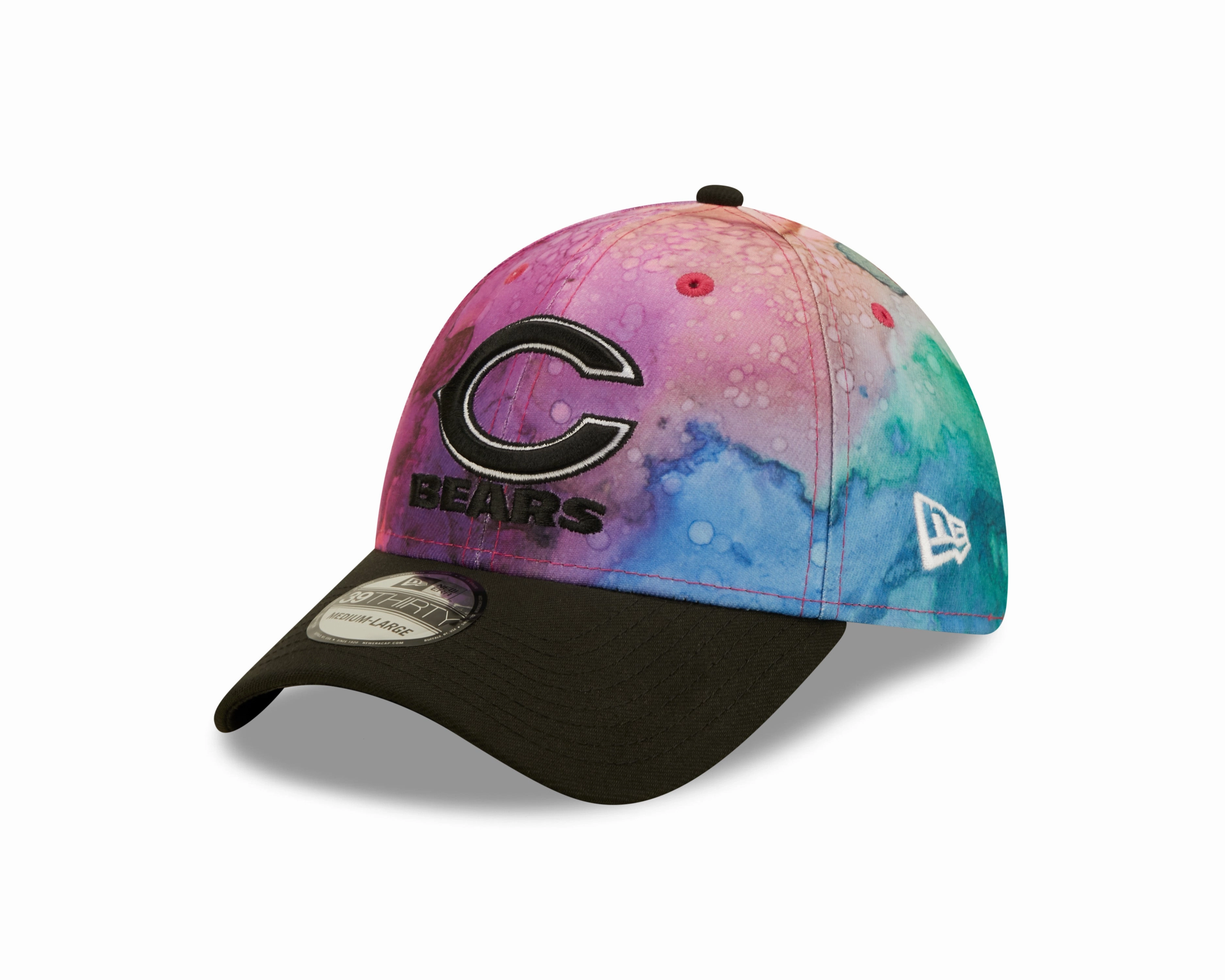 Men's Chicago Bears New Era Crucial Catch 2022 NFL Primary Logo Ink 39THIRTY Flex Hat