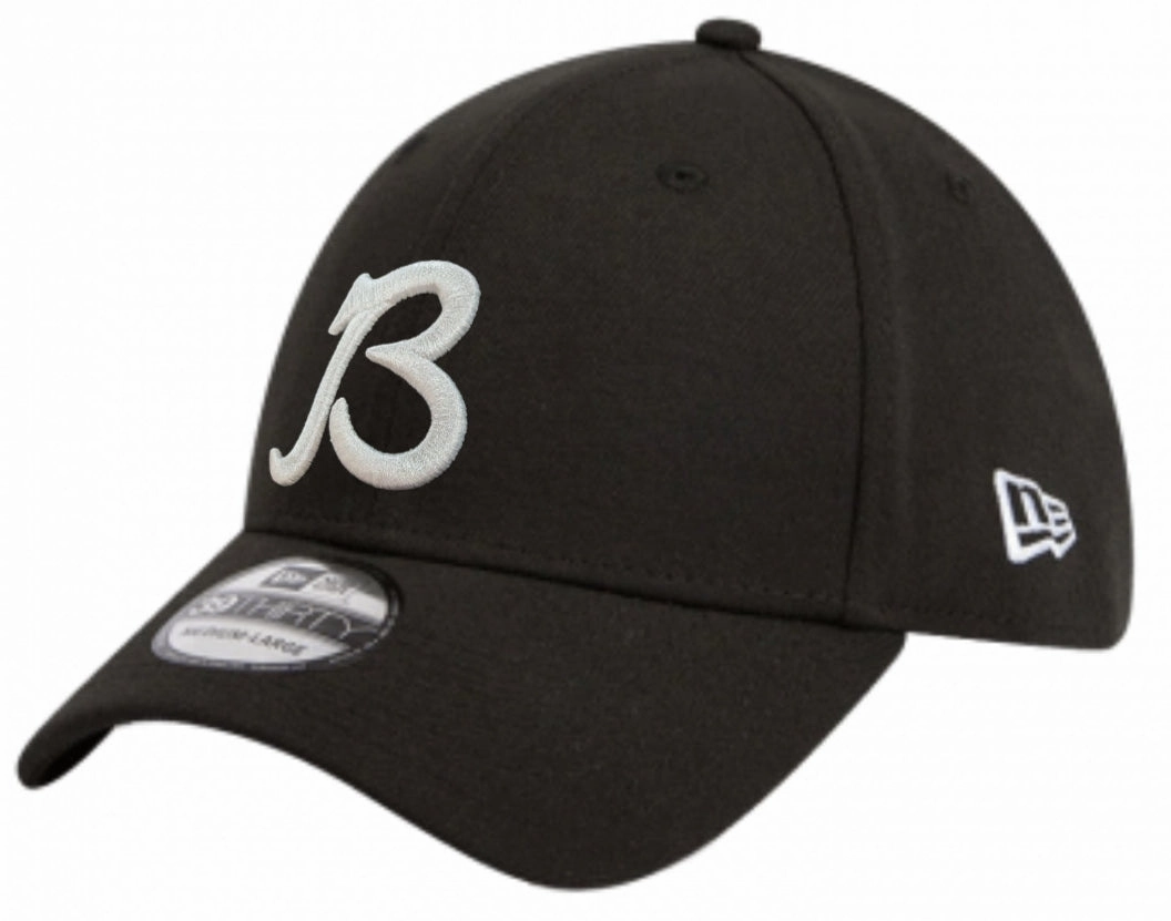 Men's Chicago Bears New Era "B" Black/White 39THIRTY Flex Hat