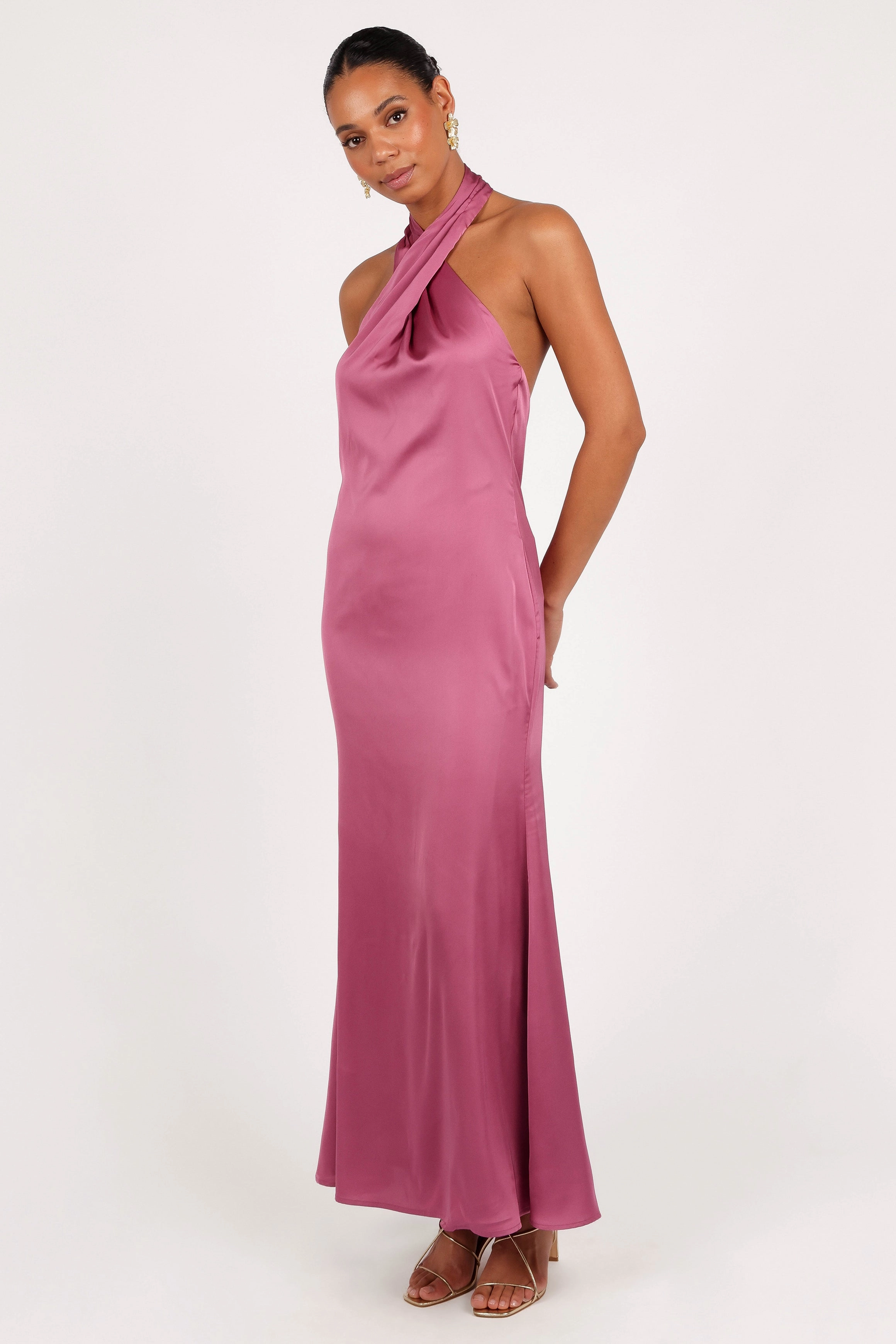 Mila Halterneck Maxi Dress - Dark Rose