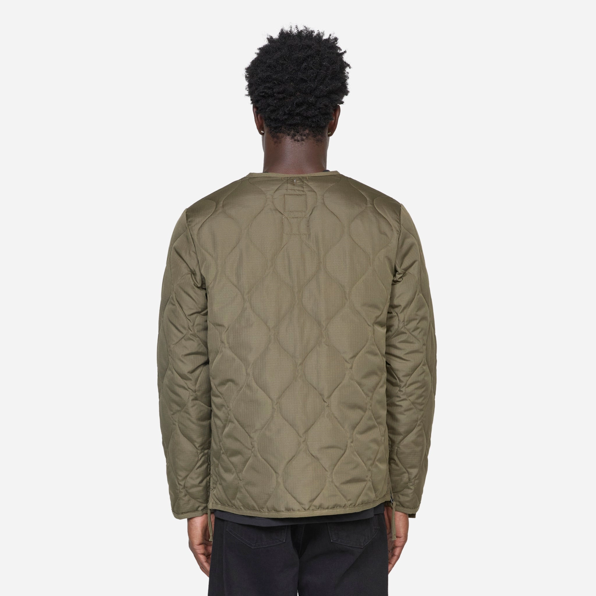Military Zip V-Neck Down Jacket Dark Olive