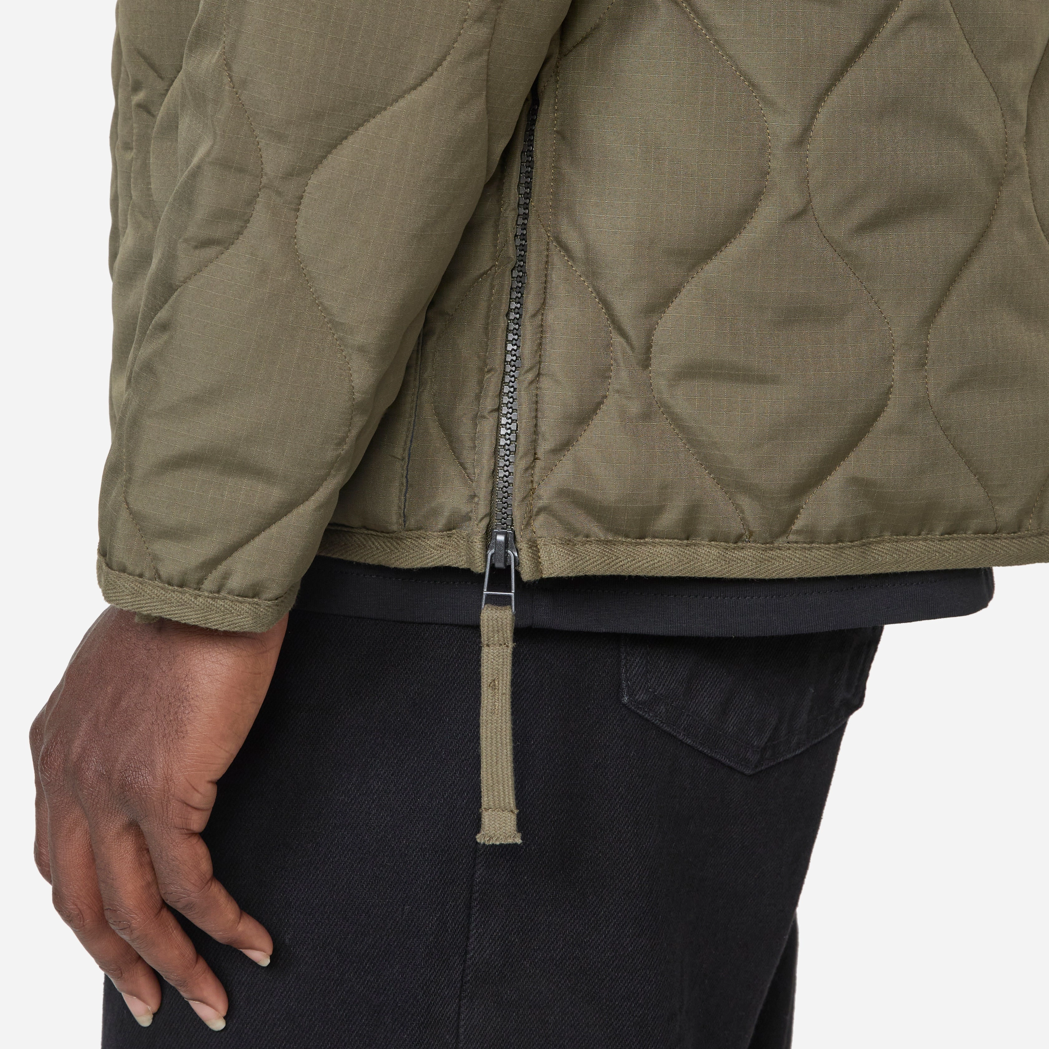 Military Zip V-Neck Down Jacket Dark Olive